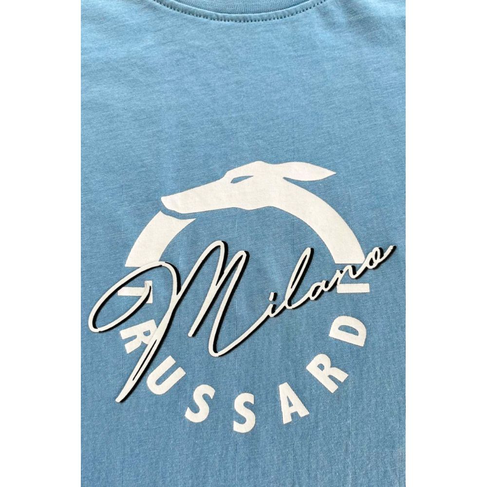 Trussardi Beachwear Light Blue Cotton Men T-Shirt Trussardi Beachwear