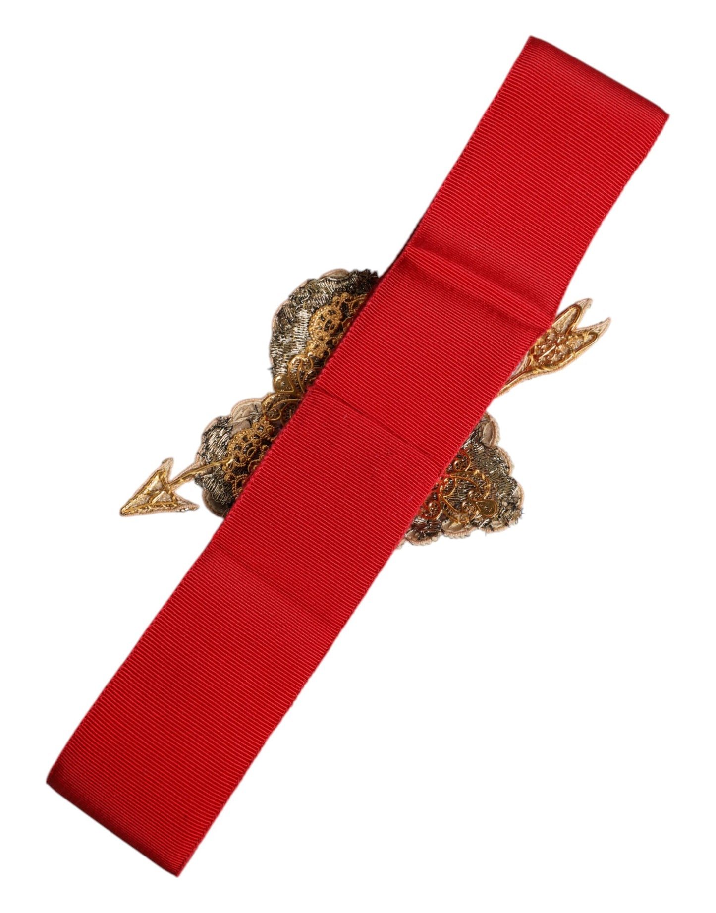 Dolce & Gabbana Red Stretch Wide Waist Heart Embellished Belt Dolce & Gabbana