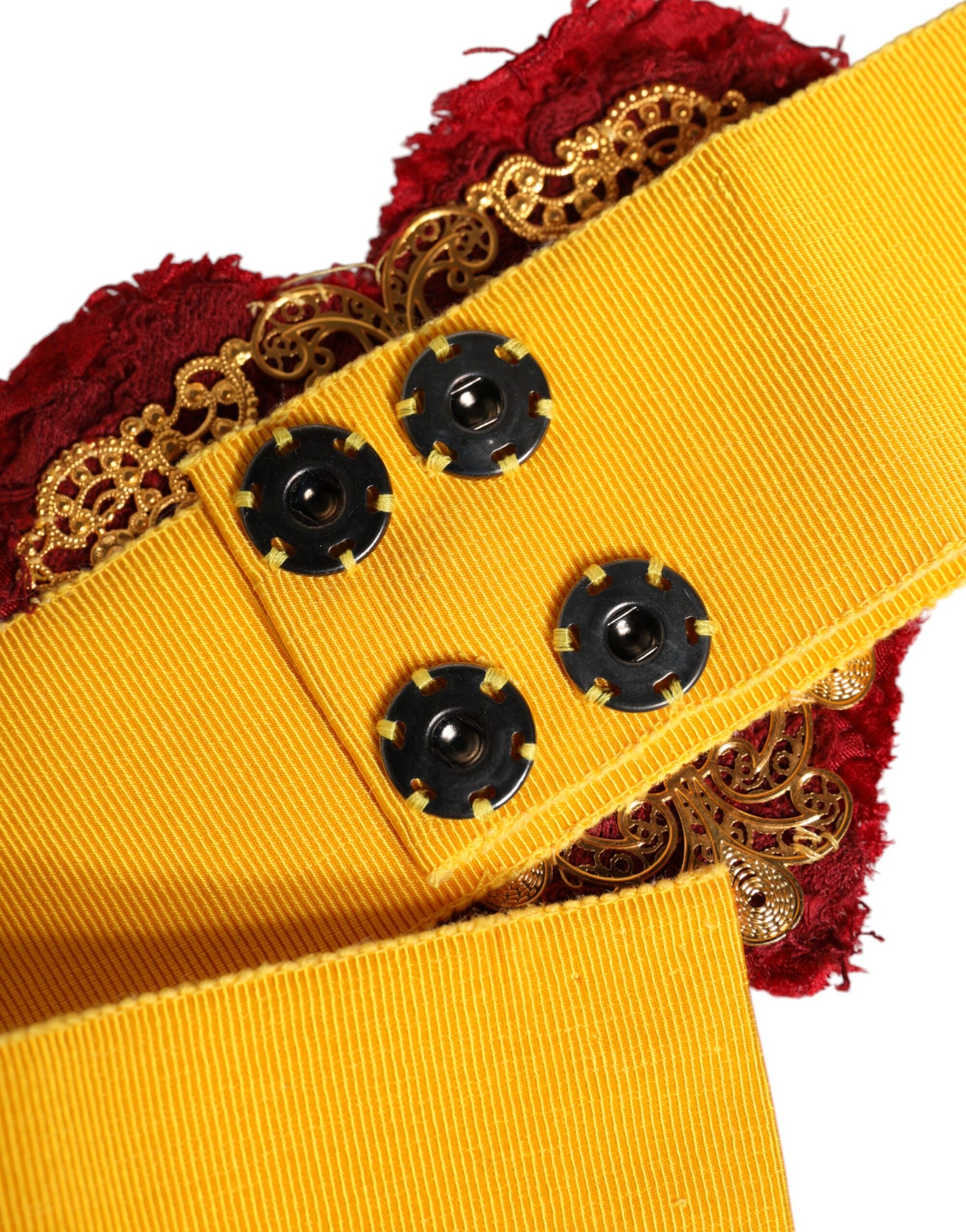 Dolce & Gabbana Yellow Stretch Wide Waist Heart Embellished Belt Dolce & Gabbana