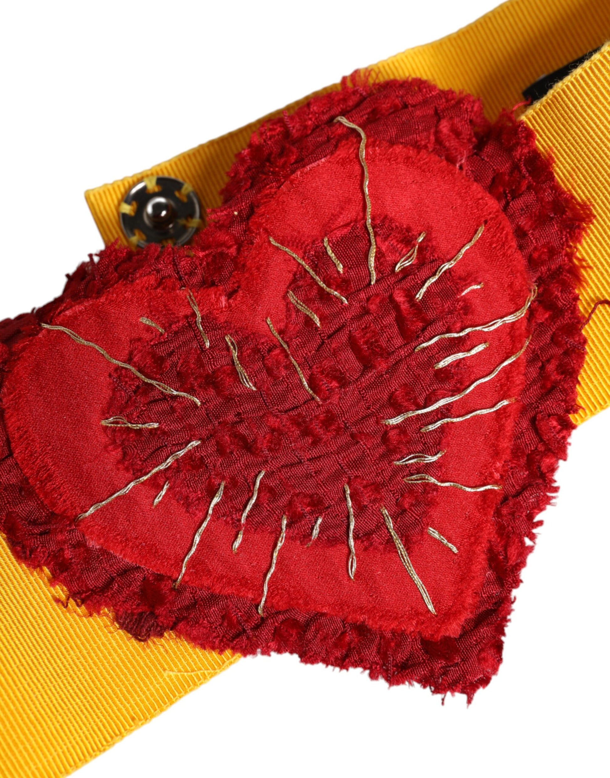 Dolce & Gabbana Yellow Stretch Wide Waist Heart Embellished Belt Dolce & Gabbana