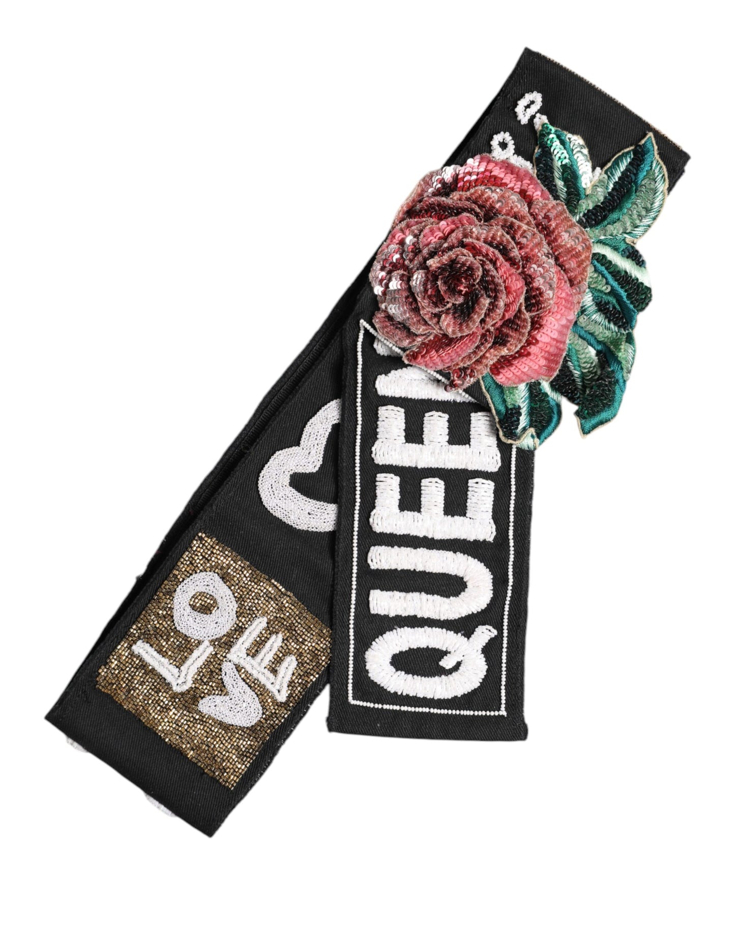 Dolce & Gabbana Black Stretch Multicolor Embellished Waist Belt Dolce & Gabbana