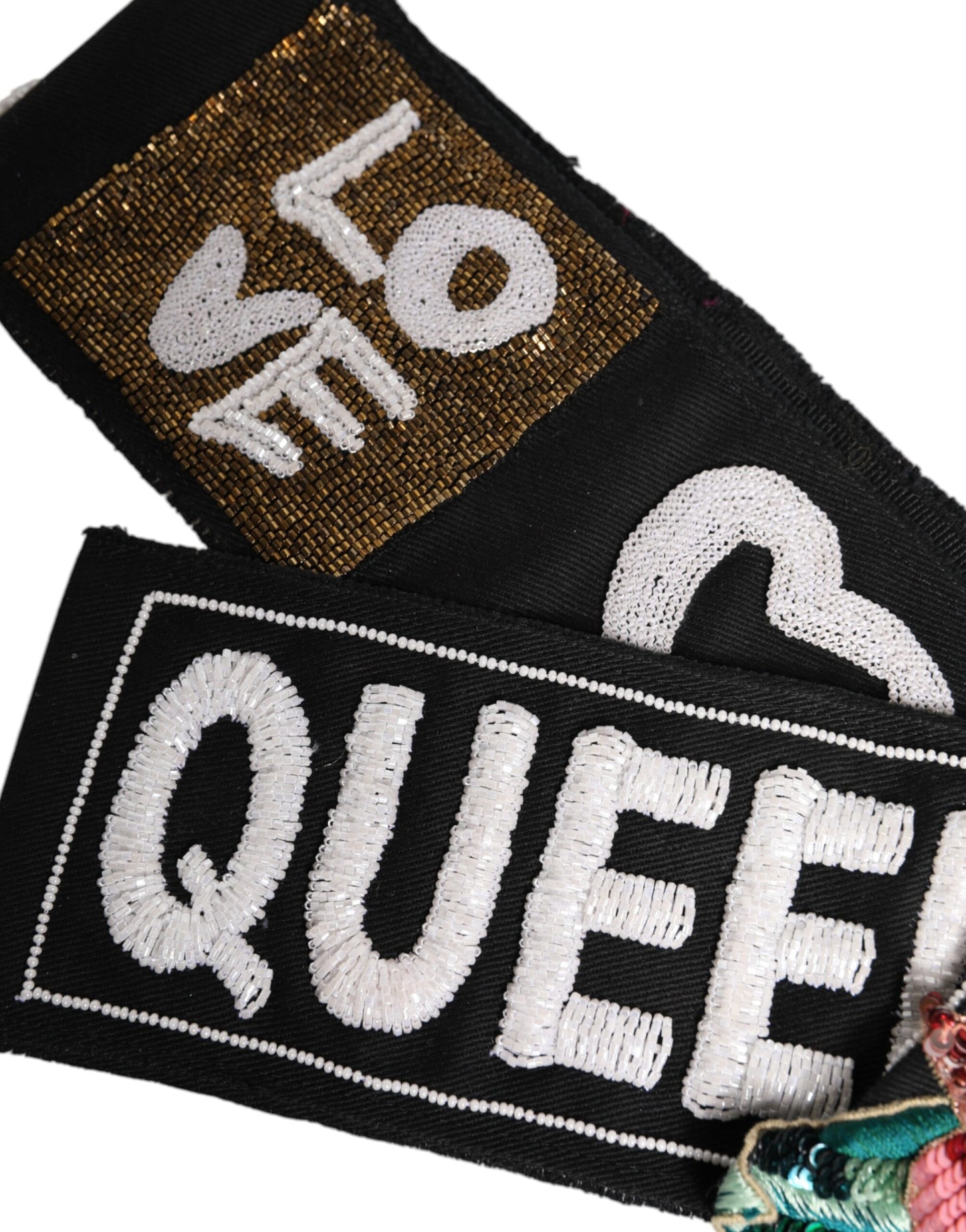 Dolce & Gabbana Black Stretch Multicolor Embellished Waist Belt Dolce & Gabbana
