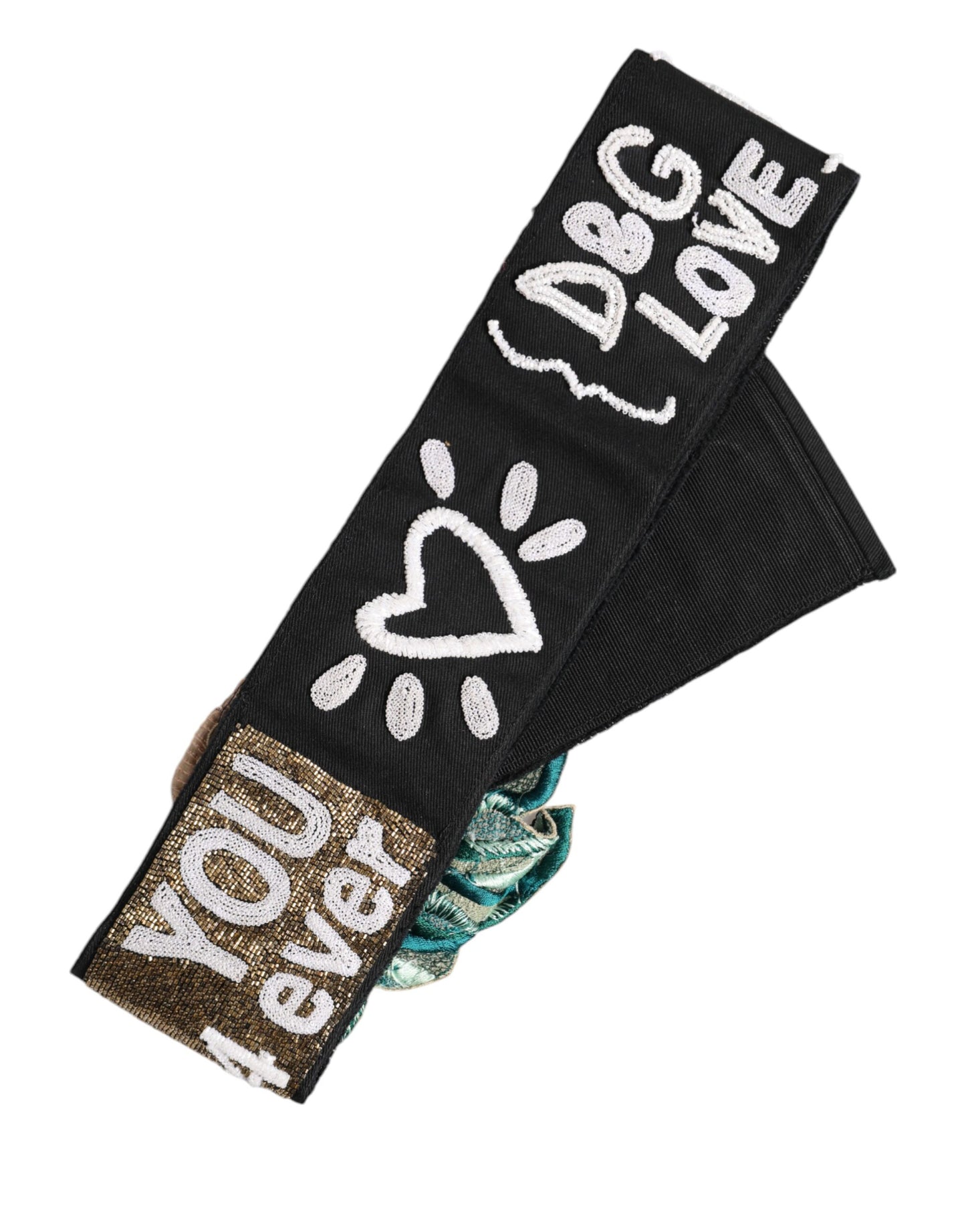 Dolce & Gabbana Black Stretch Multicolor Embellished Waist Belt Dolce & Gabbana