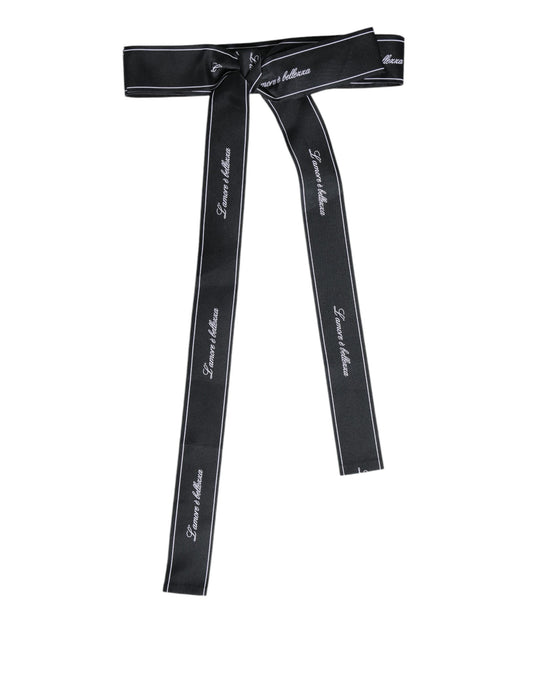 Dolce & Gabbana Black Waist Ribbon Wide Bow Logo Belt Dolce & Gabbana