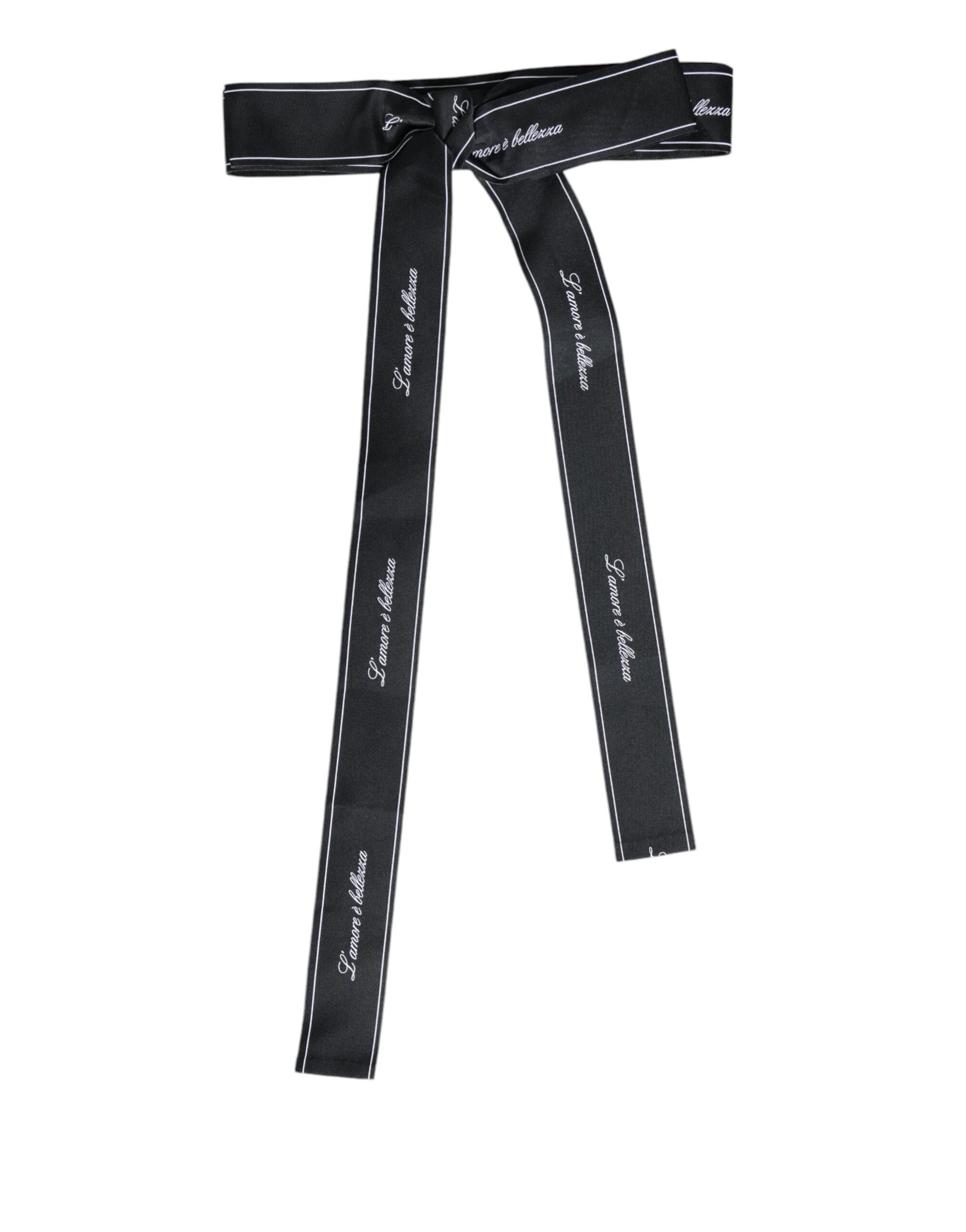 Dolce & Gabbana Black Waist Ribbon Wide Bow Logo Belt Dolce & Gabbana