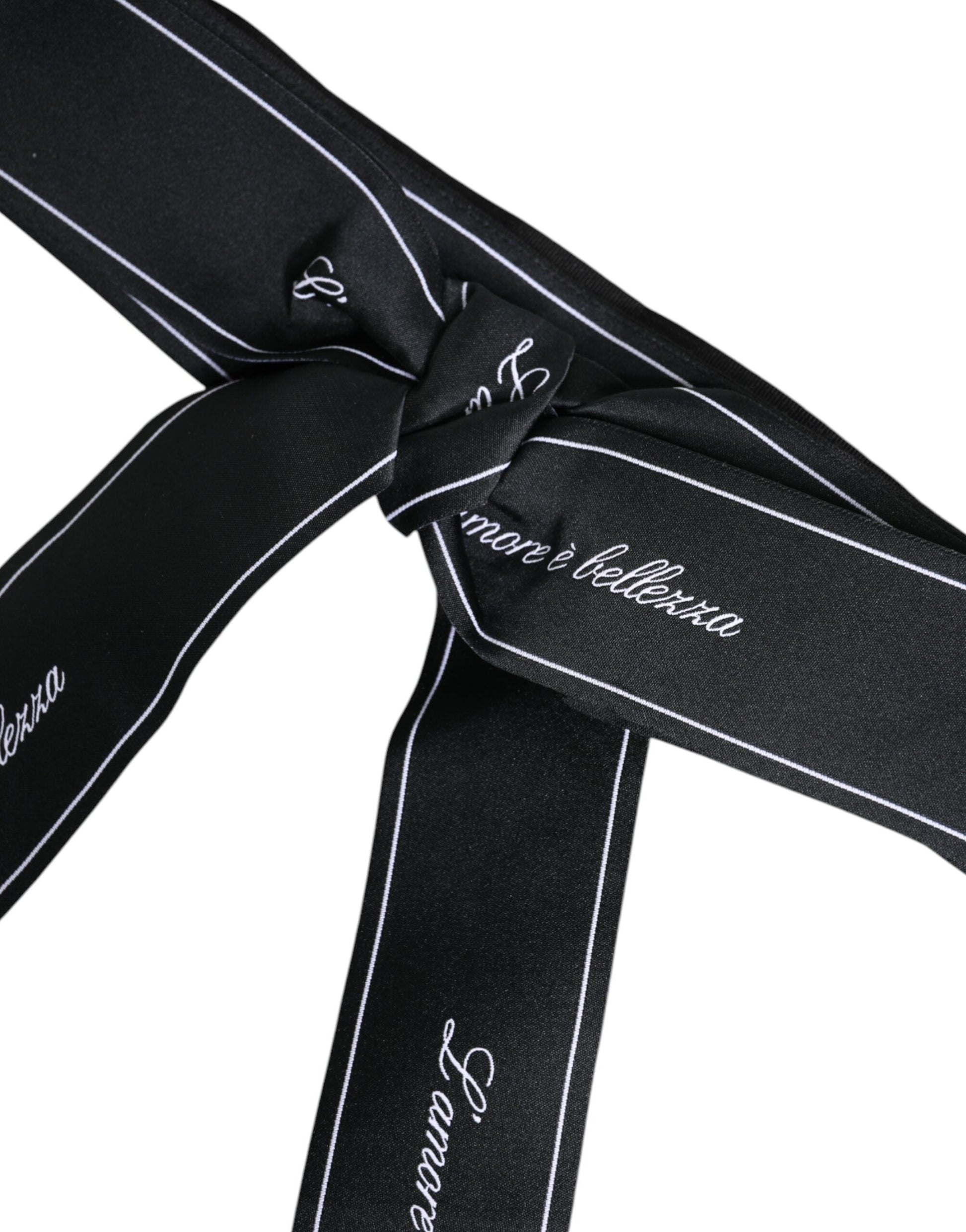 Dolce & Gabbana Black Waist Ribbon Wide Bow Logo Belt Dolce & Gabbana