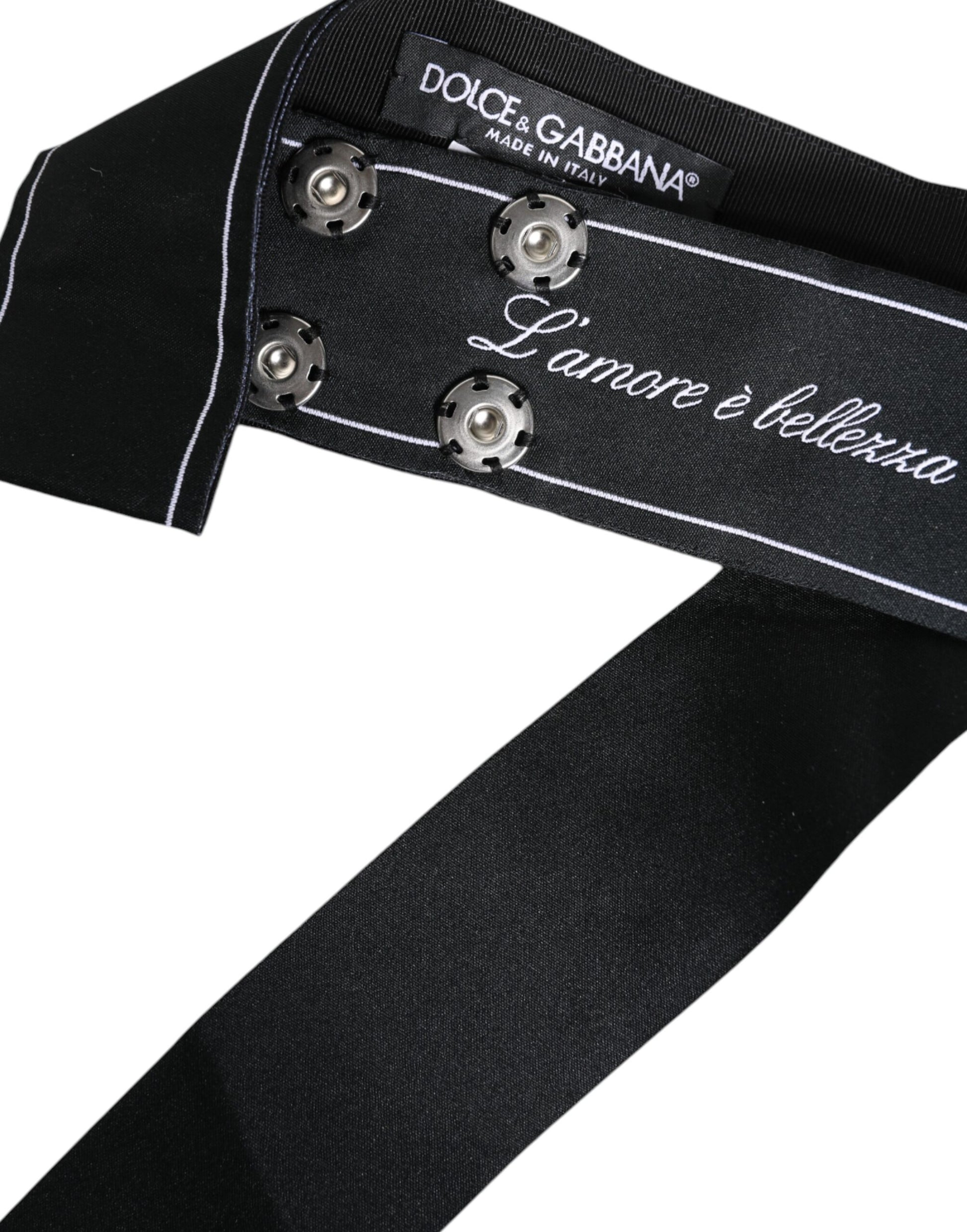 Dolce & Gabbana Black Waist Ribbon Wide Bow Logo Belt Dolce & Gabbana
