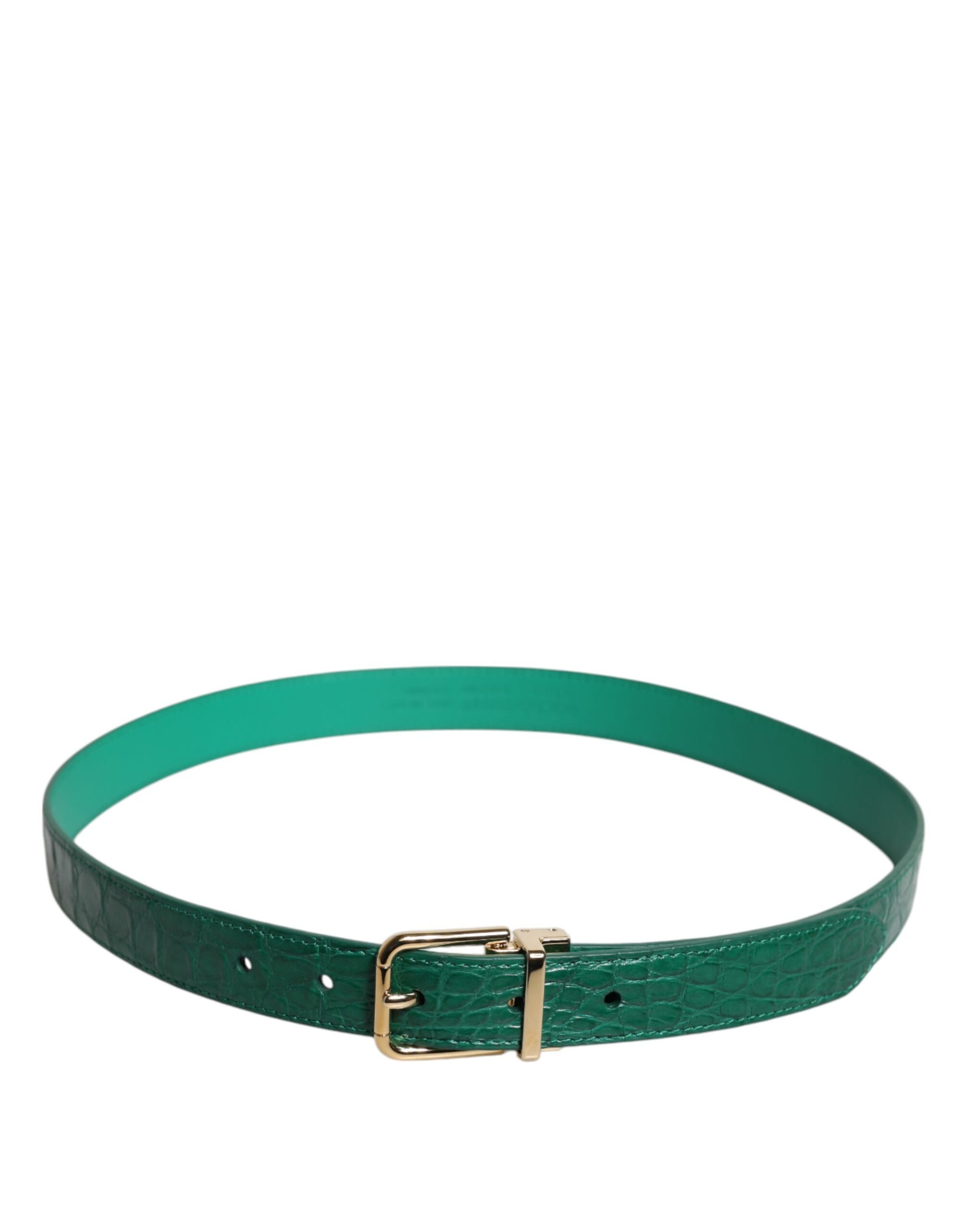 Dolce & Gabbana Green Leather Logo Metal Waist Buckle Belt Dolce & Gabbana