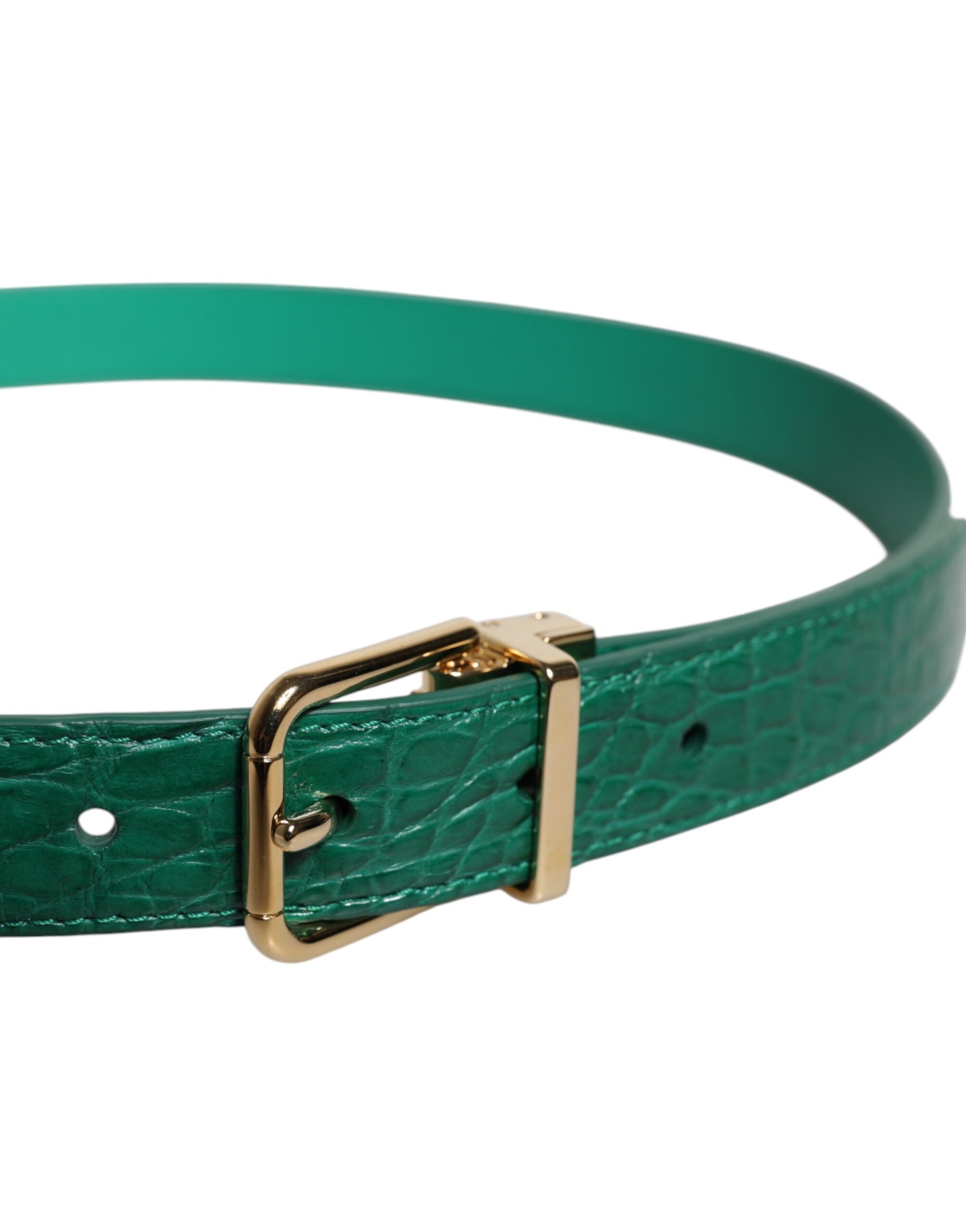 Dolce & Gabbana Green Leather Logo Metal Waist Buckle Belt Dolce & Gabbana