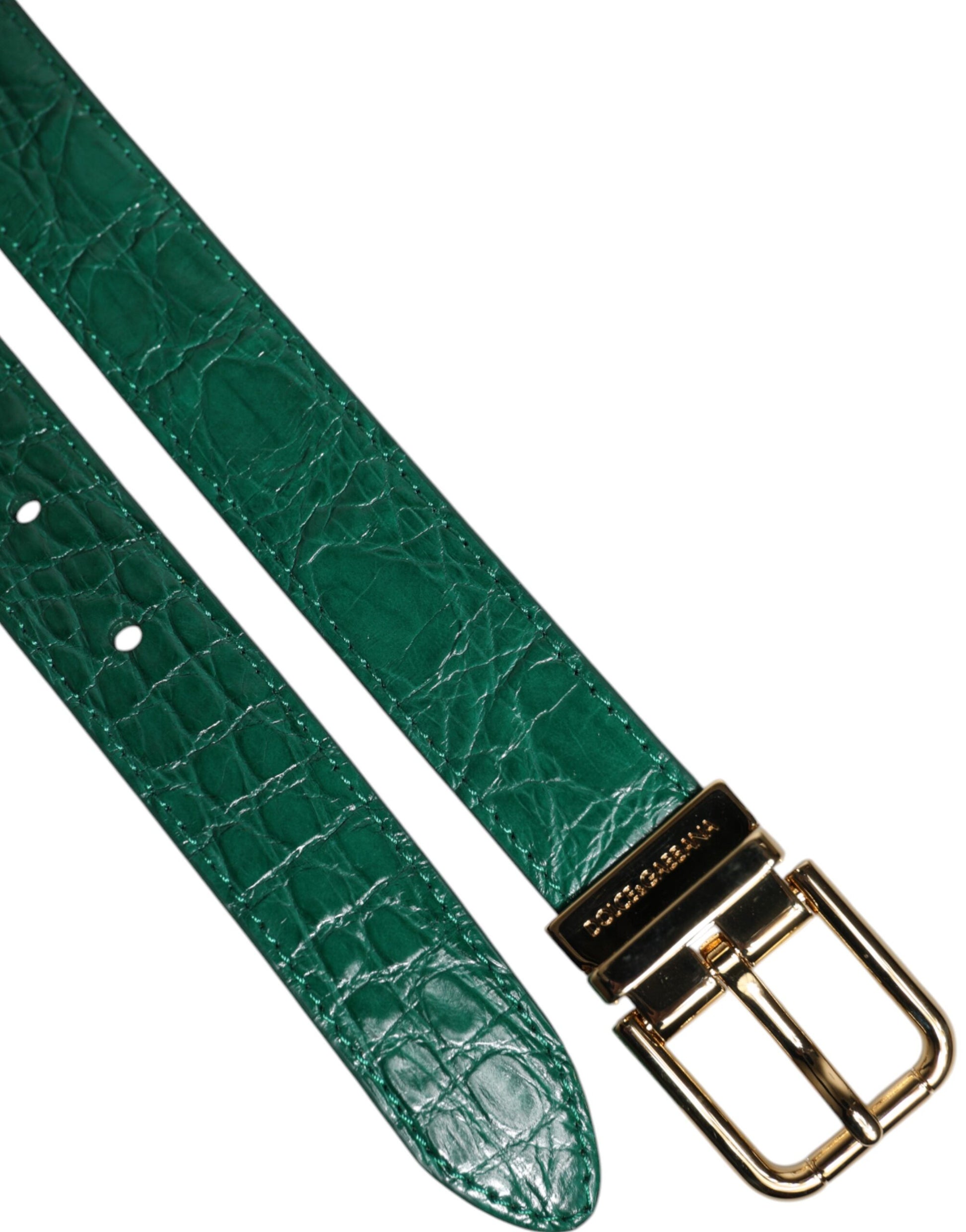 Dolce & Gabbana Green Leather Logo Metal Waist Buckle Belt Dolce & Gabbana