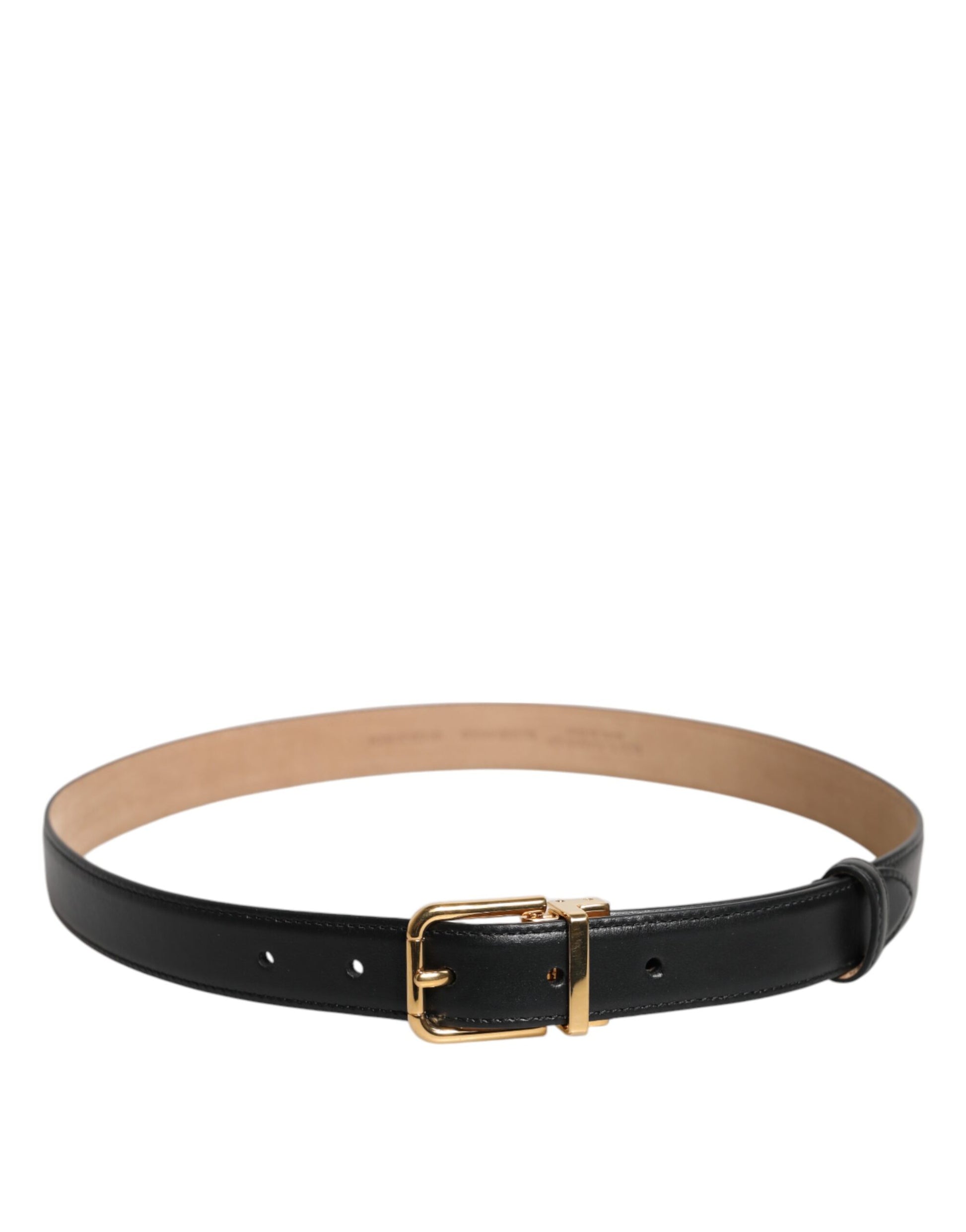Dolce & Gabbana Black Leather Logo Metal Waist Buckle Belt Dolce & Gabbana