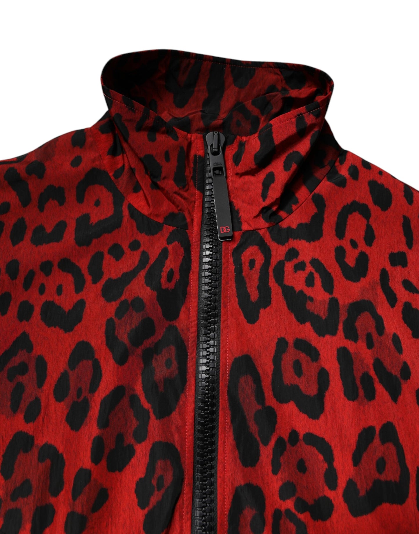 Dolce & Gabbana Red Leopard Nylon Bomber Full Zip Jacket Dolce & Gabbana