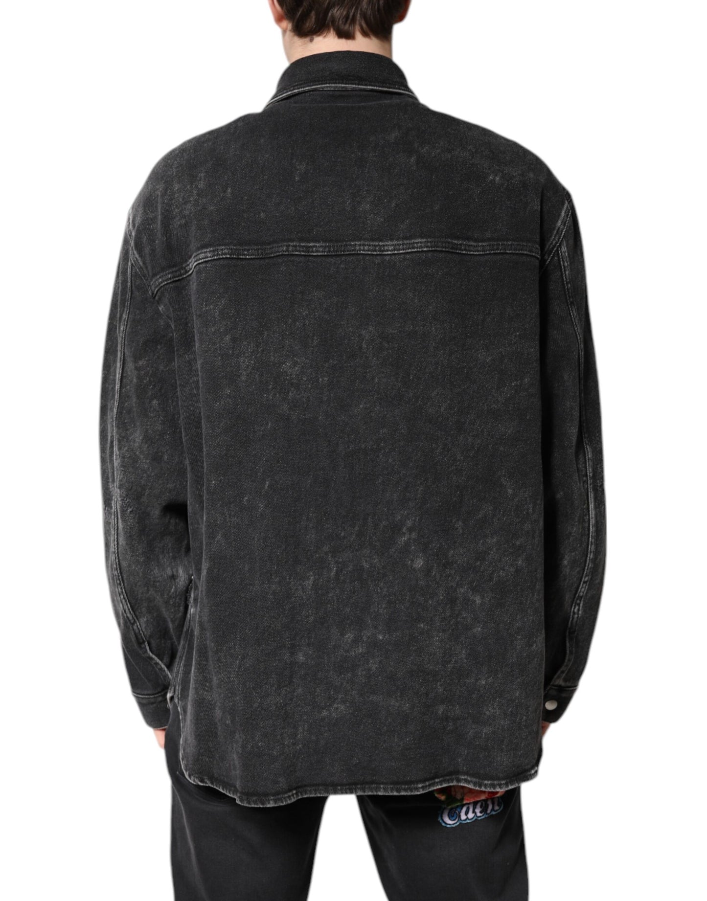 Dolce & Gabbana Black Logo Cotton Stretch Denim Jacket Dolce & Gabbana