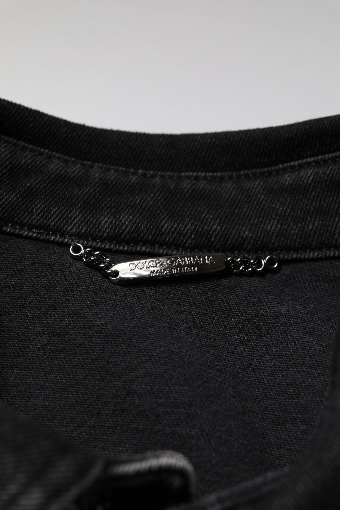Dolce & Gabbana Black Logo Cotton Stretch Denim Jacket Dolce & Gabbana