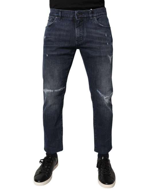 Dolce & Gabbana Blue Cotton Stretch Skinny Men Denim Jeans Dolce & Gabbana