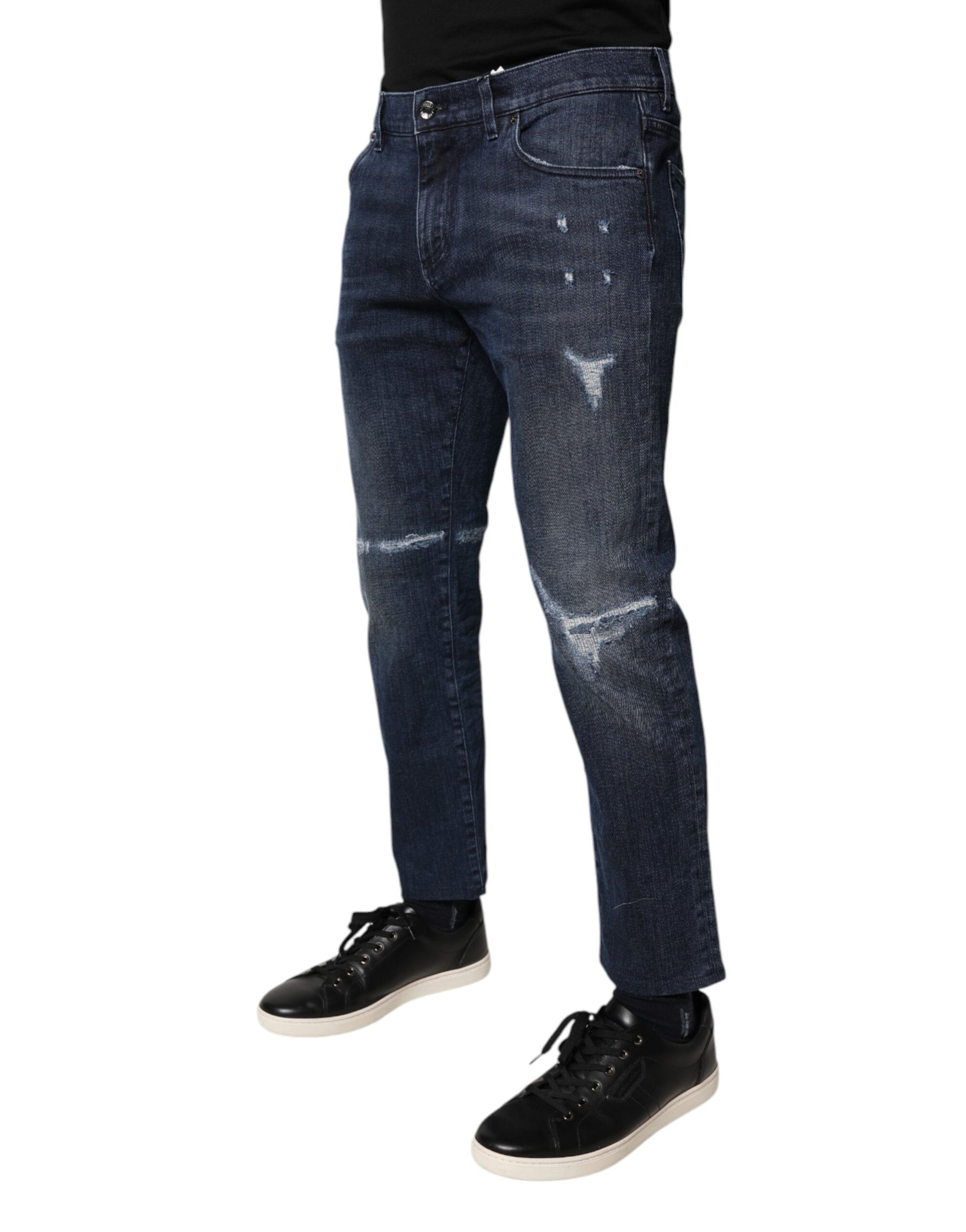 Dolce & Gabbana Blue Cotton Stretch Skinny Men Denim Jeans Dolce & Gabbana