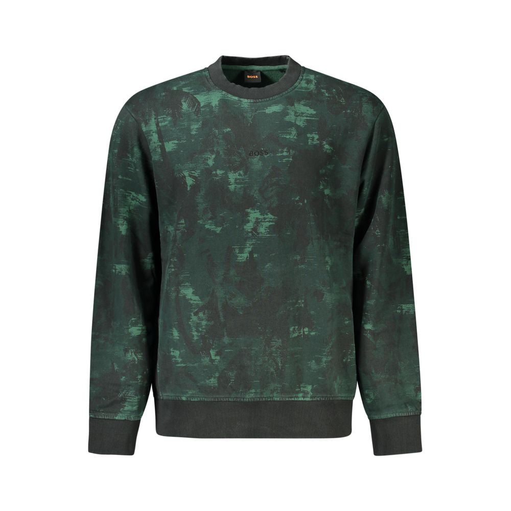 Hugo Boss Green Cotton Men Sweater Hugo Boss