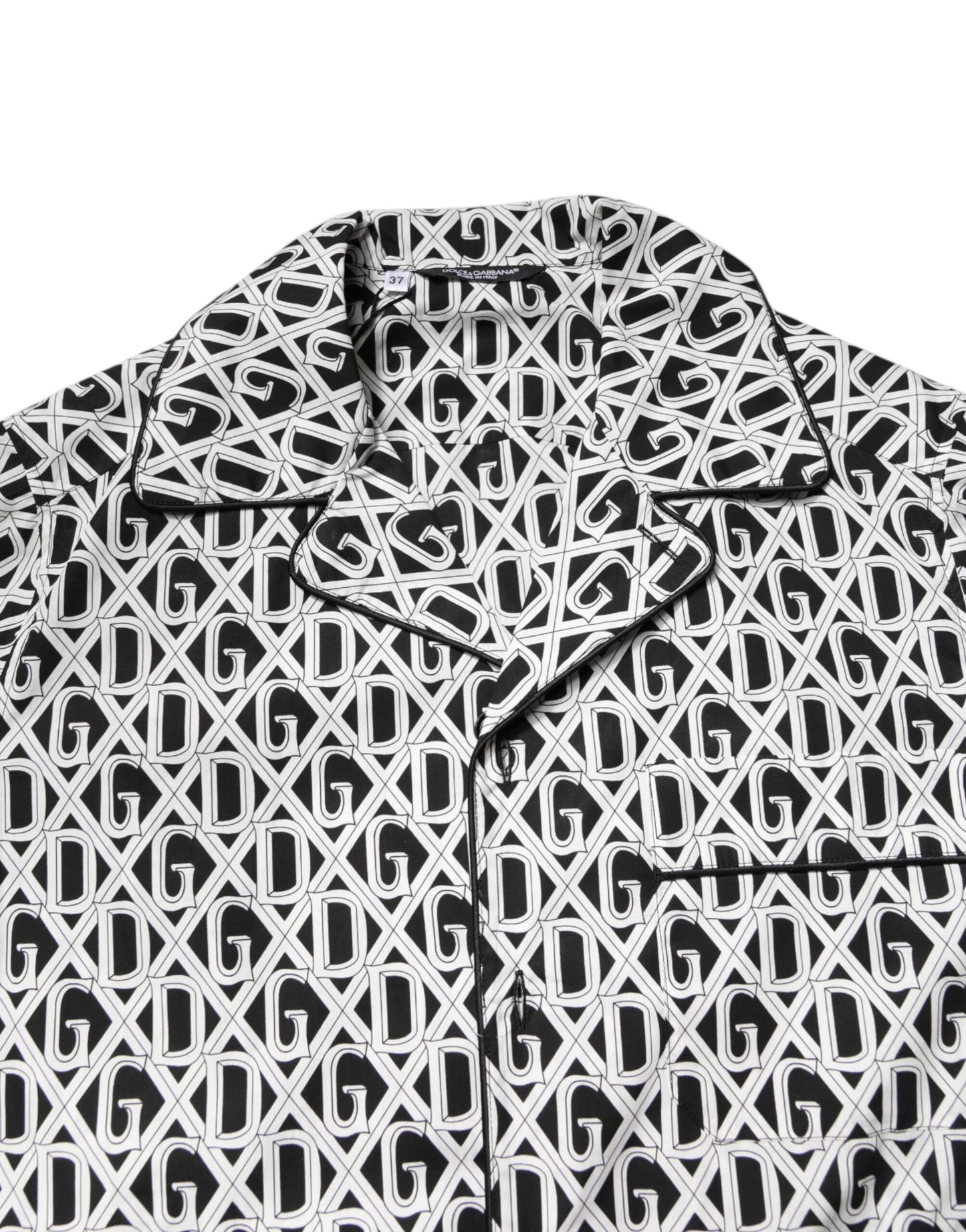 Dolce & Gabbana Black White DG Print Cotton Pajama Set Sleepwear Dolce & Gabbana