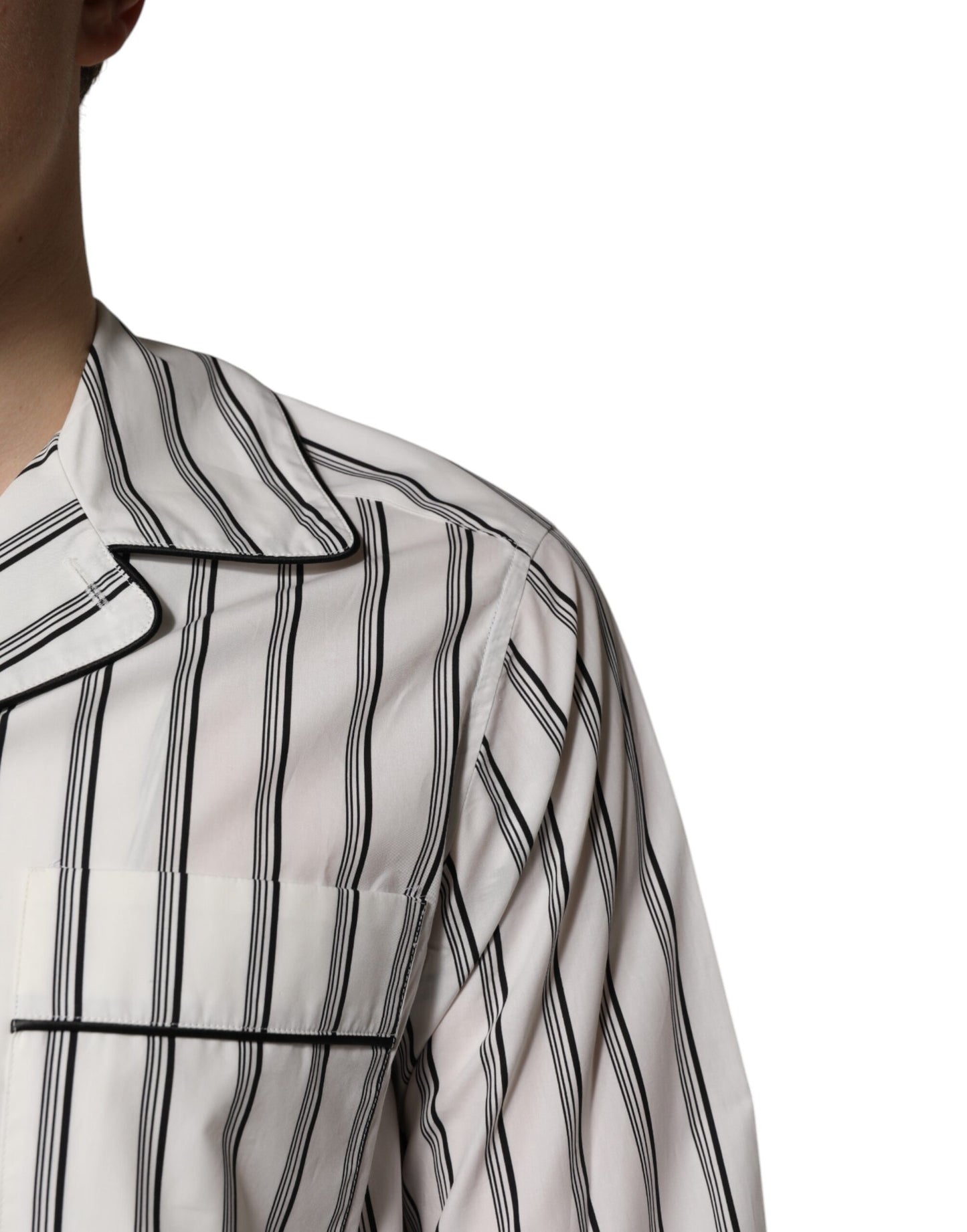 Dolce & Gabbana White Black Stripes Cotton Men Pajama Set Sleepwear Dolce & Gabbana