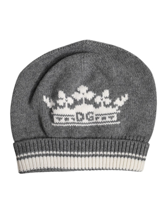 Dolce & Gabbana Gray Cashmere Knitted Winter Beanie Hat Dolce & Gabbana