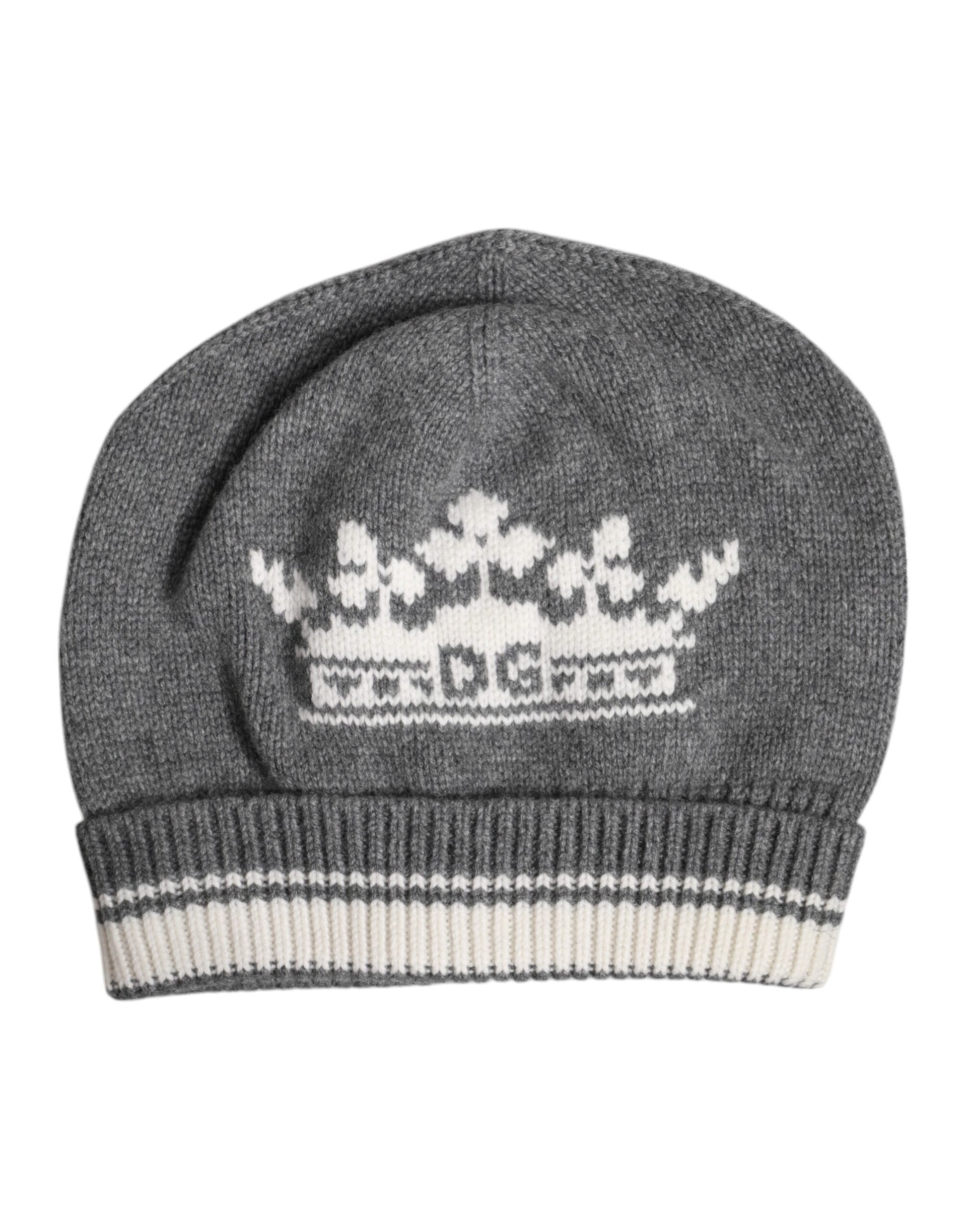Dolce & Gabbana Gray Cashmere Knitted Winter Beanie Hat Dolce & Gabbana