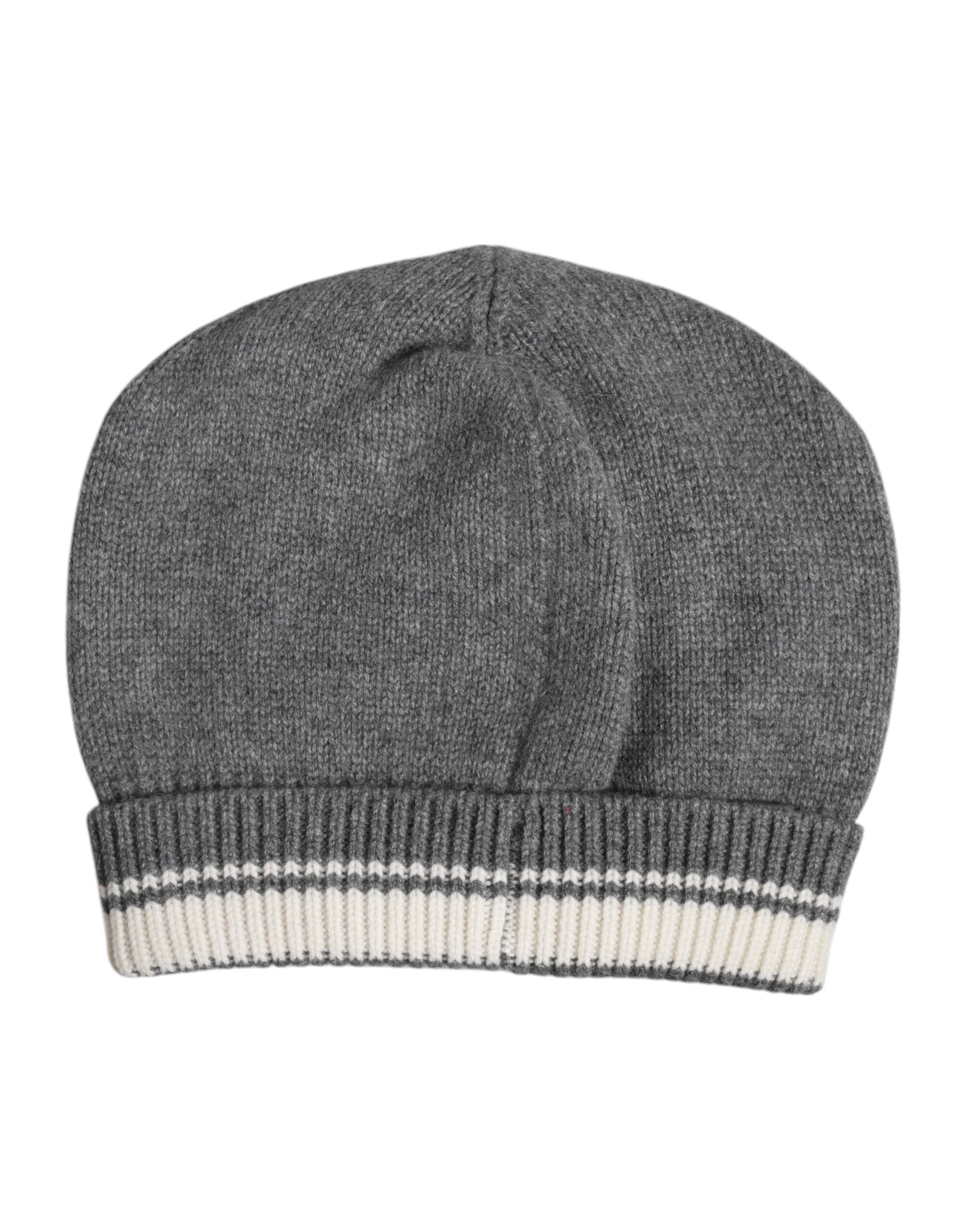 Dolce & Gabbana Gray Cashmere Knitted Winter Beanie Hat Dolce & Gabbana