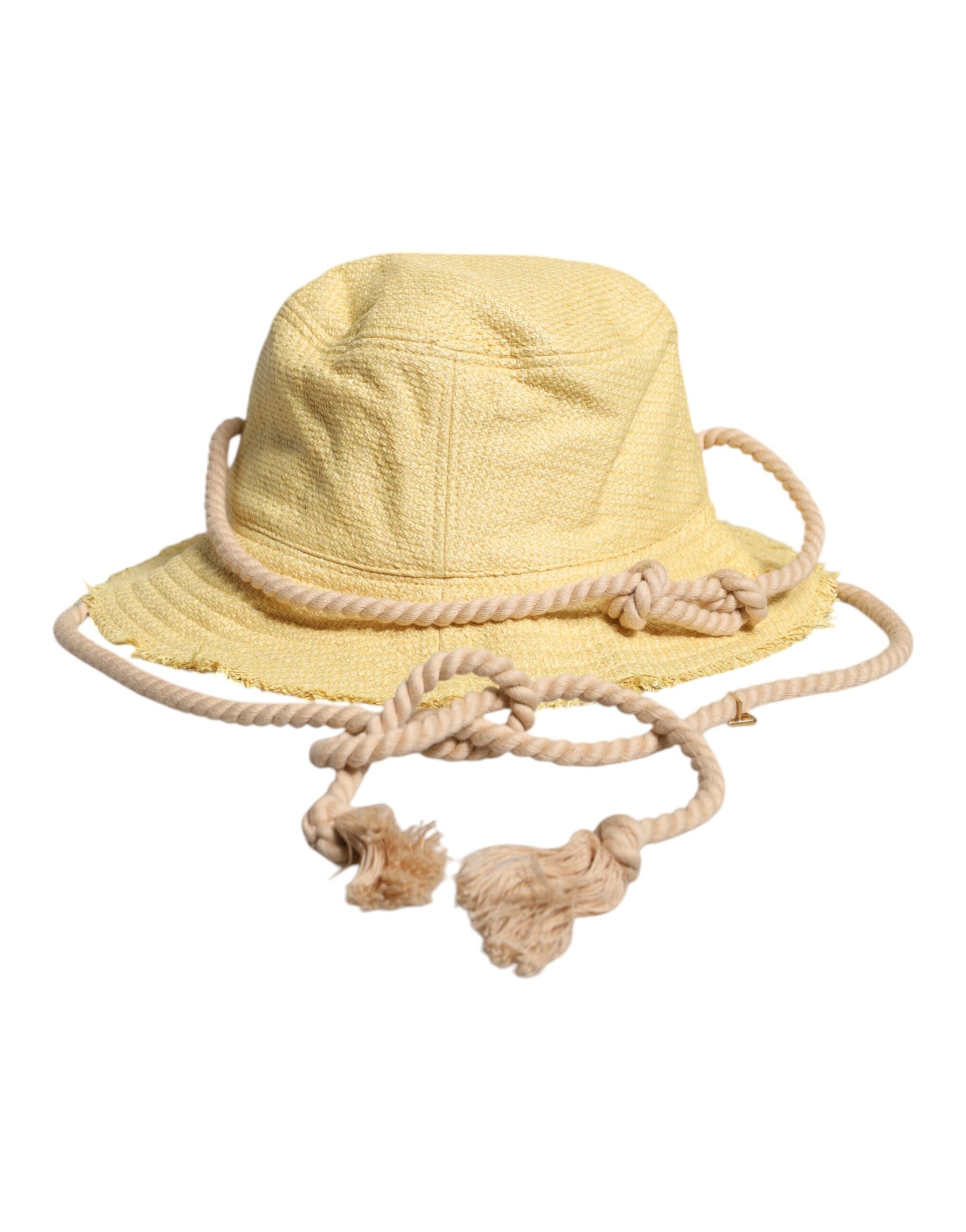Dolce & Gabbana Yellow Cotton Wide Brim Bucket Dolce & Gabbana