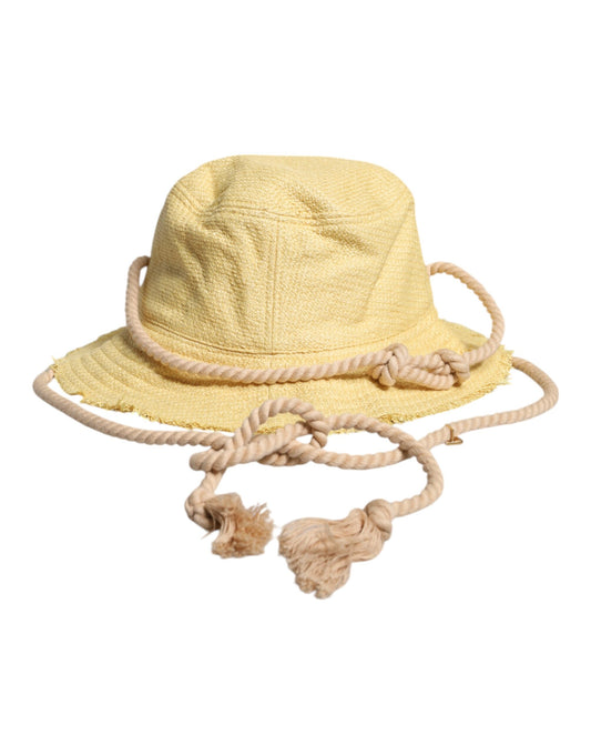 Dolce & Gabbana Yellow Cotton Wide Brim Bucket Dolce & Gabbana