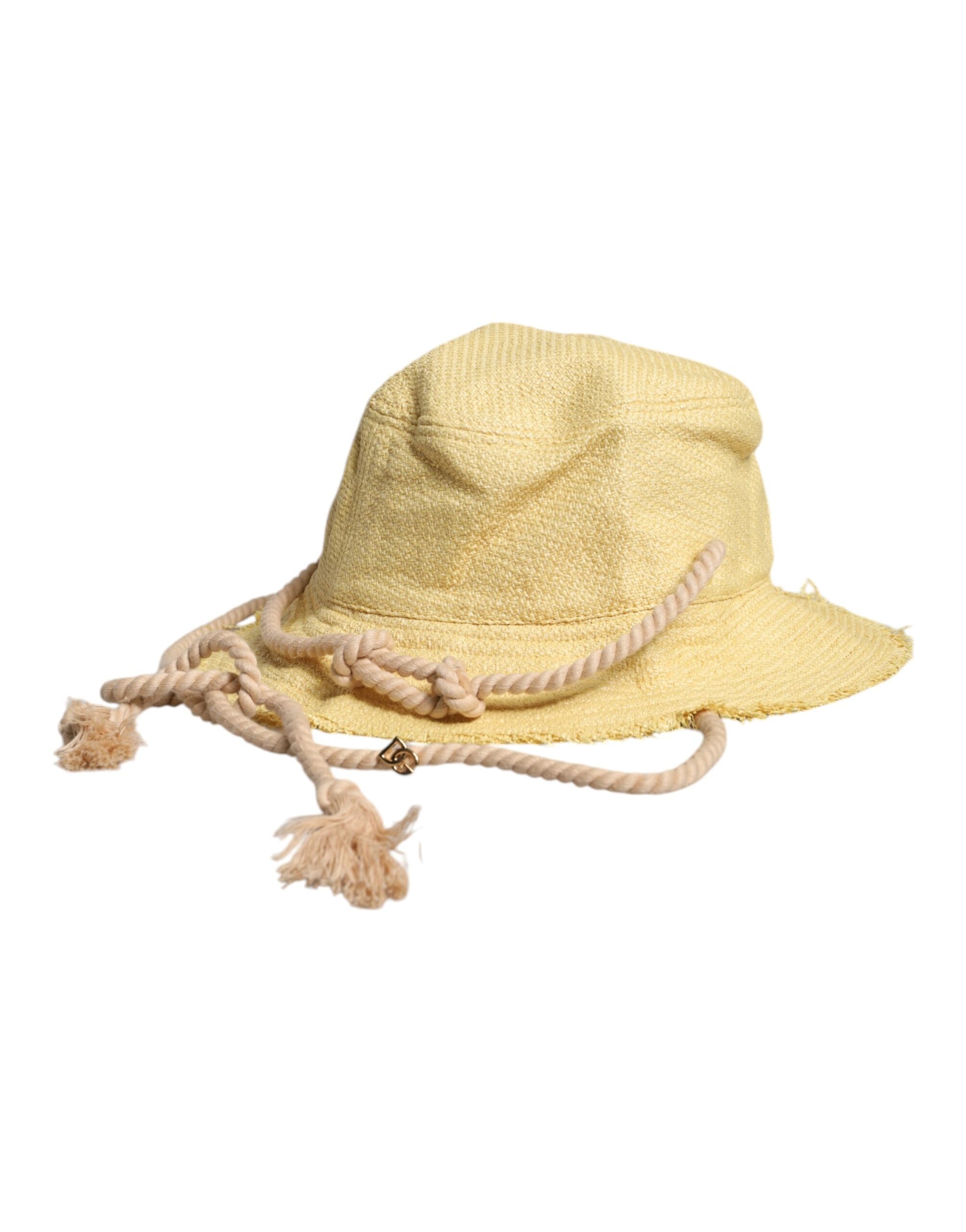 Dolce & Gabbana Yellow Cotton Wide Brim Bucket Dolce & Gabbana