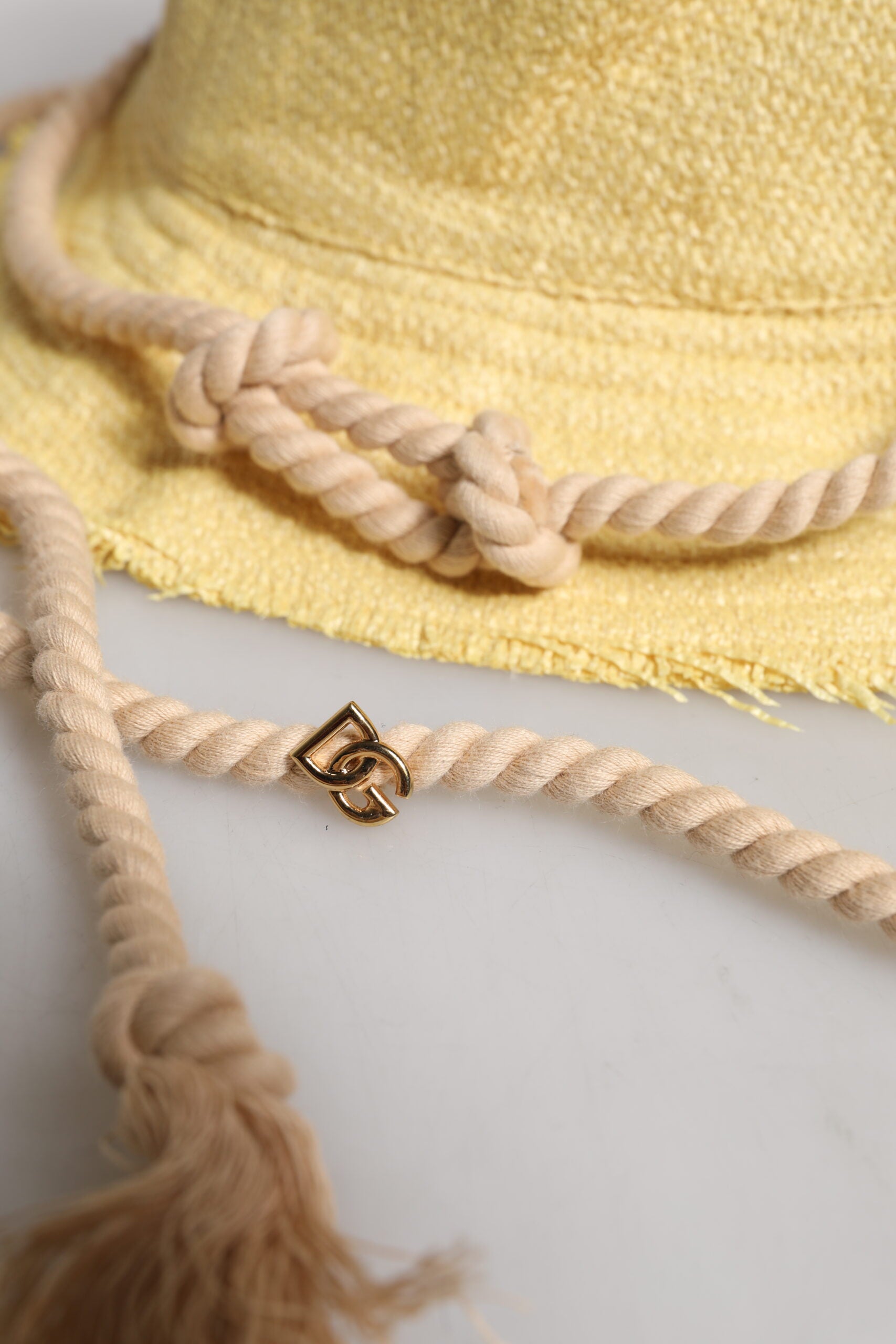 Dolce & Gabbana Yellow Cotton Wide Brim Bucket Dolce & Gabbana