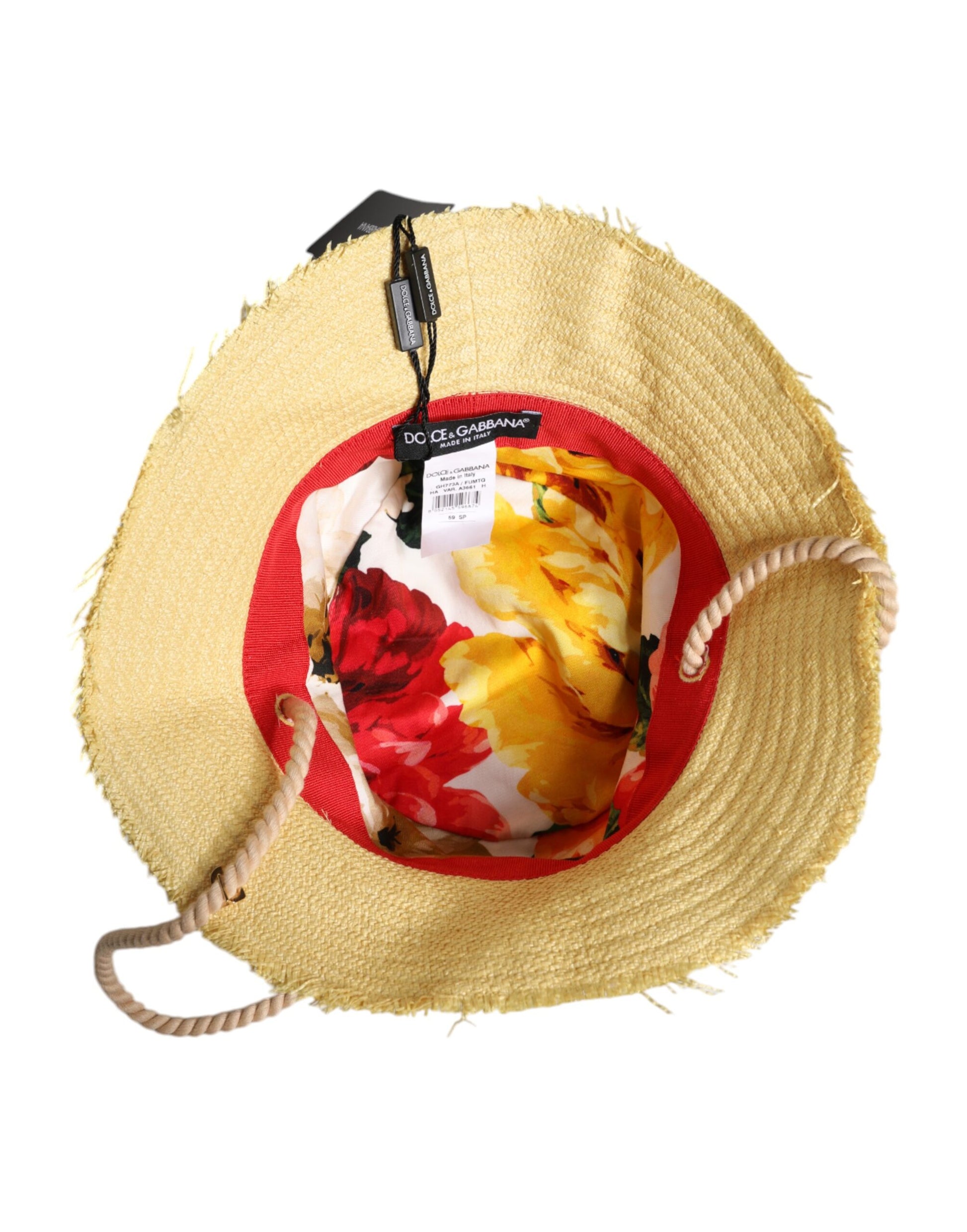 Dolce & Gabbana Yellow Cotton Wide Brim Bucket Dolce & Gabbana