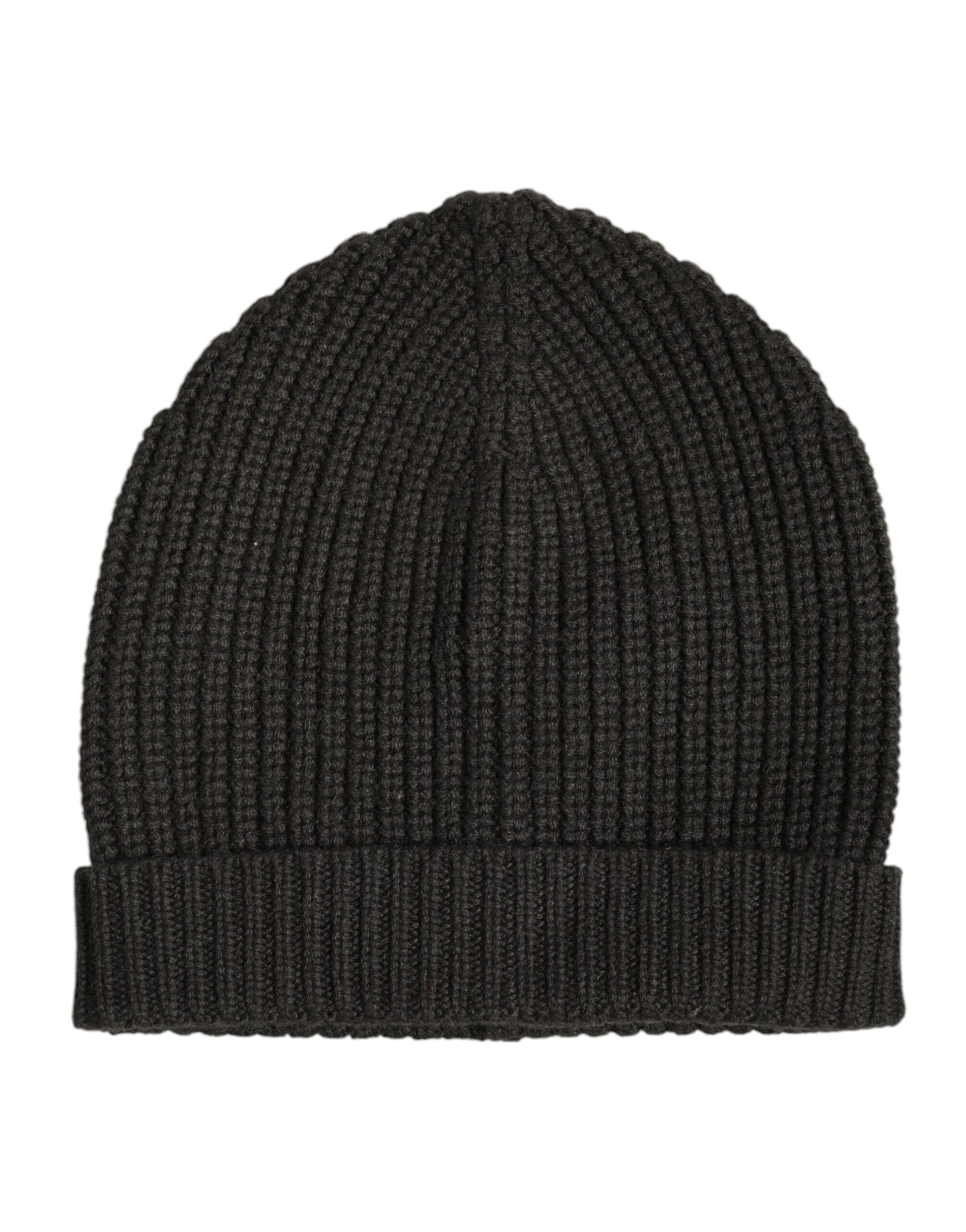 Dolce & Gabbana Dark Gray Cashmere Knit Winter Beanie Hat Dolce & Gabbana