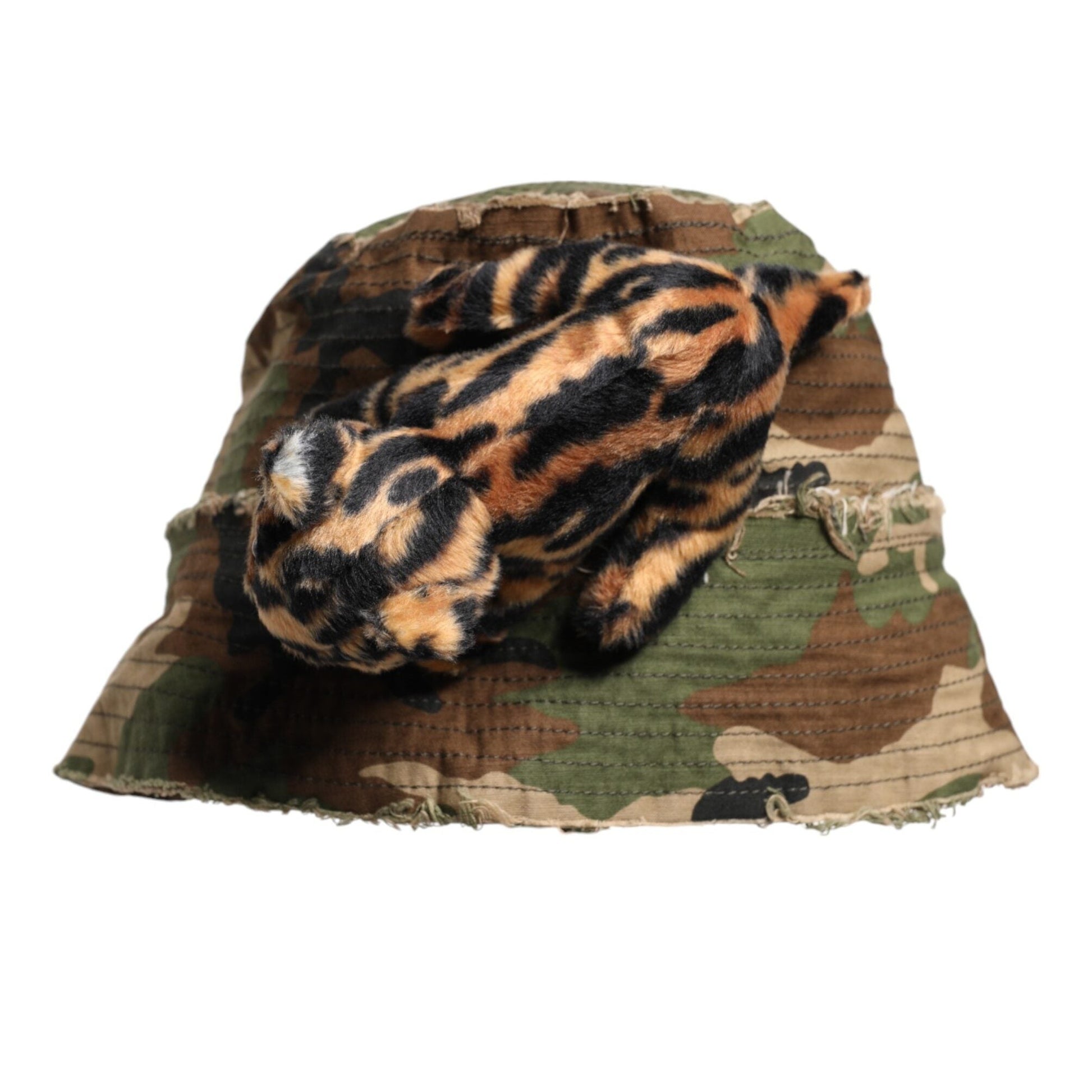 Dolce & Gabbana Multicolor Leopard Embellish Wide Brim Bucket Hat Dolce & Gabbana