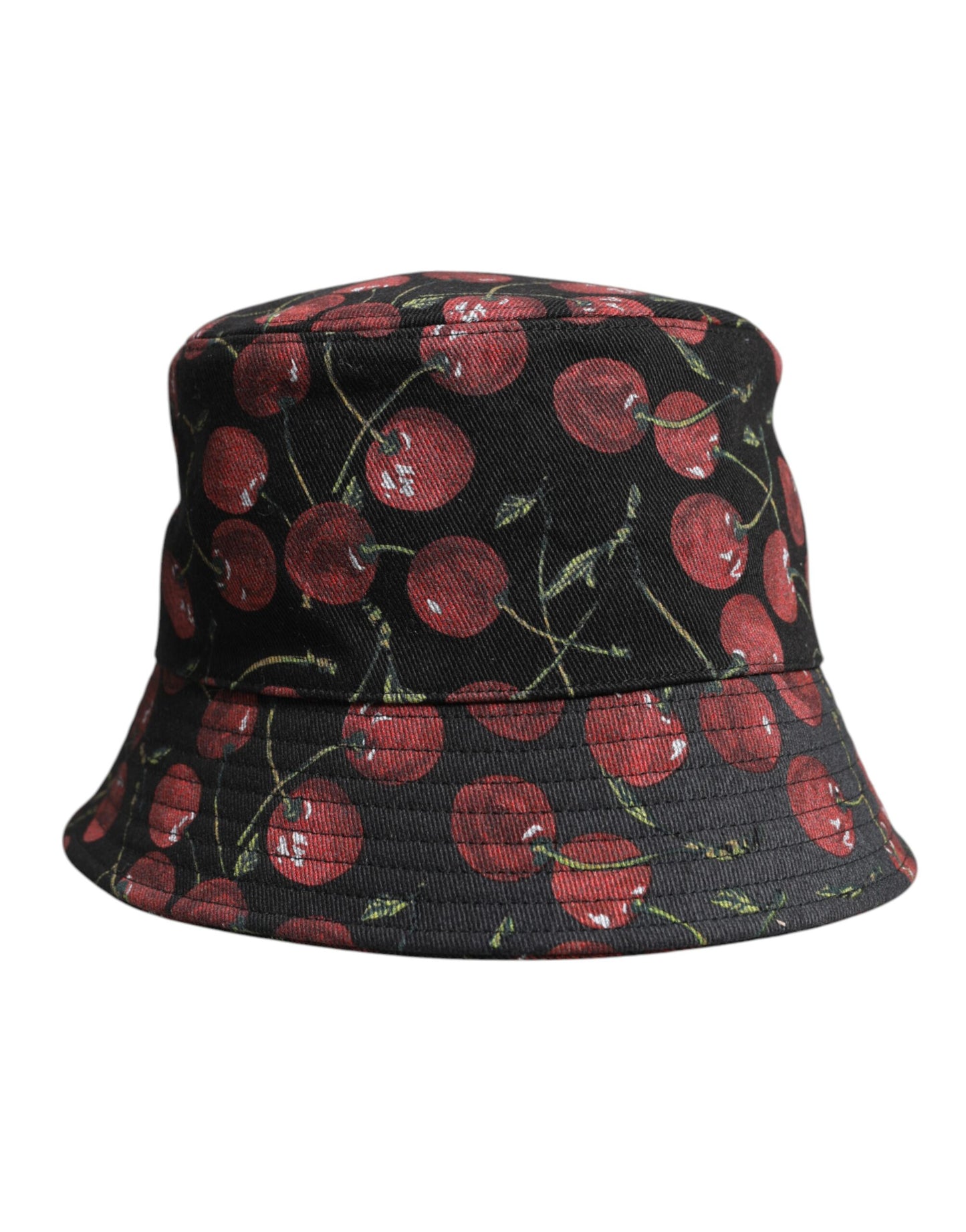 Dolce & Gabbana Black Cotton Printed Wide Brim Bucket Hat Dolce & Gabbana