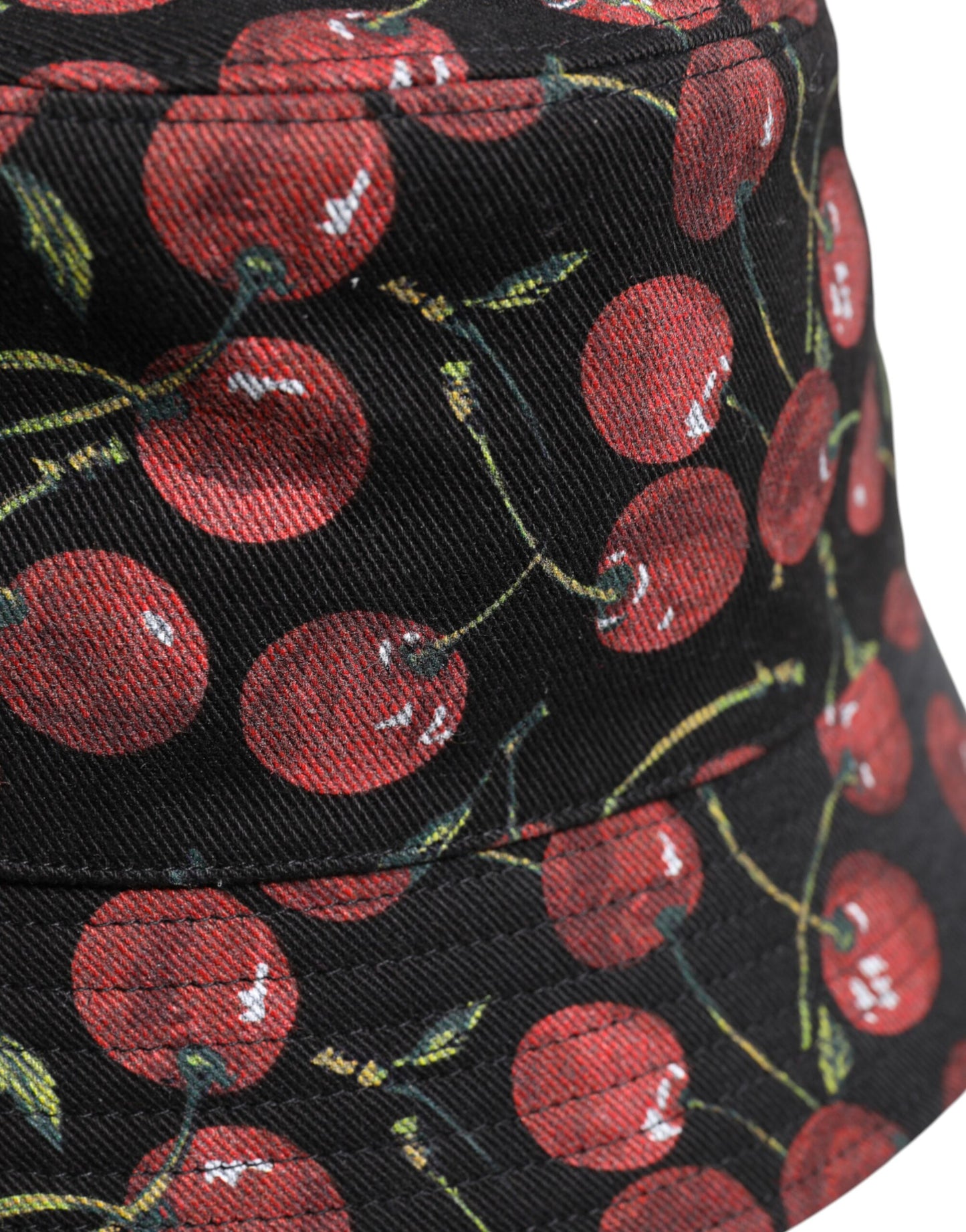 Dolce & Gabbana Black Cotton Printed Wide Brim Bucket Hat Dolce & Gabbana