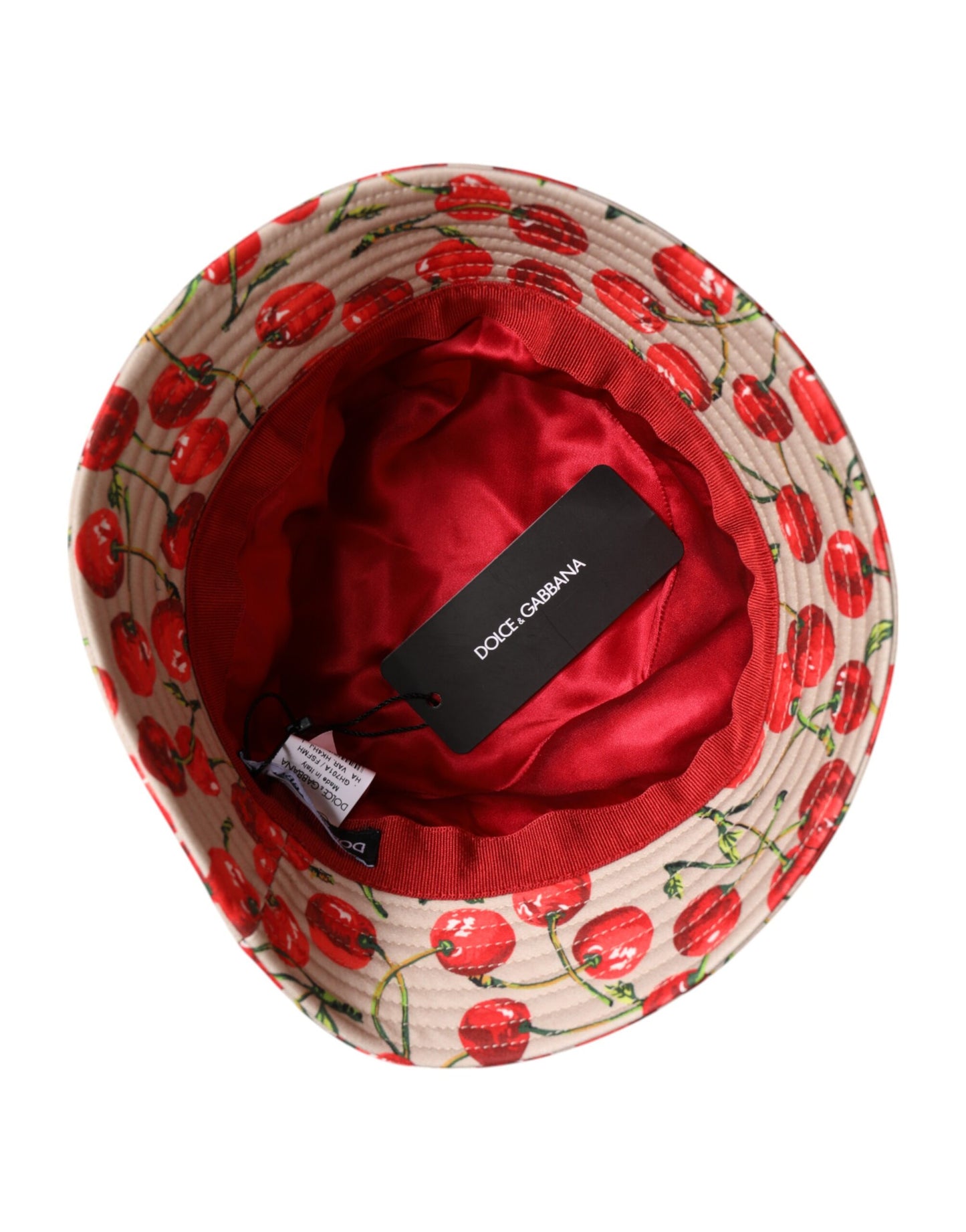 Dolce & Gabbana Beige Cotton Printed Wide Brim Bucket Hat Dolce & Gabbana