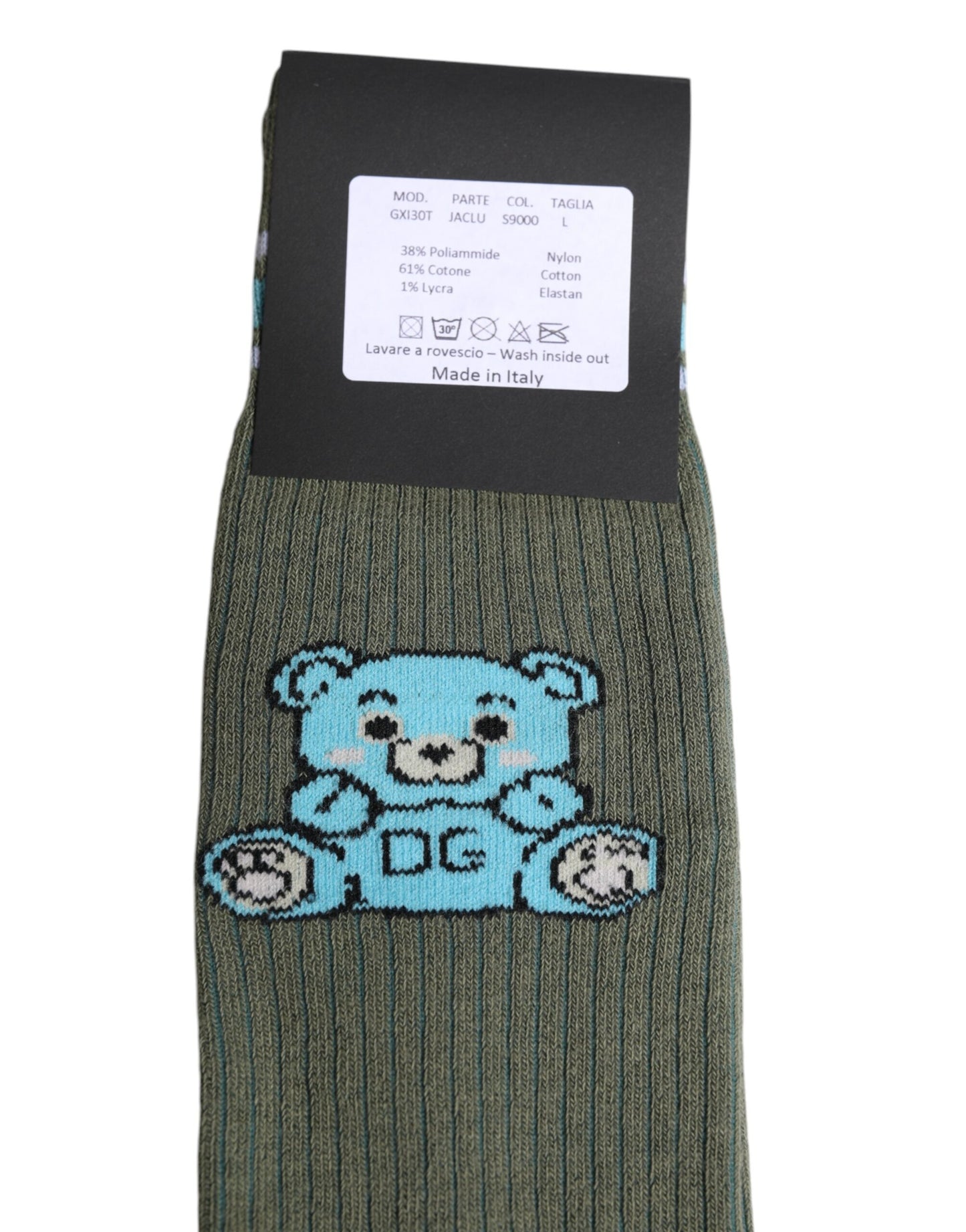 Dolce & Gabbana Gray Cotton DG Bear Mid Calf Socks Dolce & Gabbana