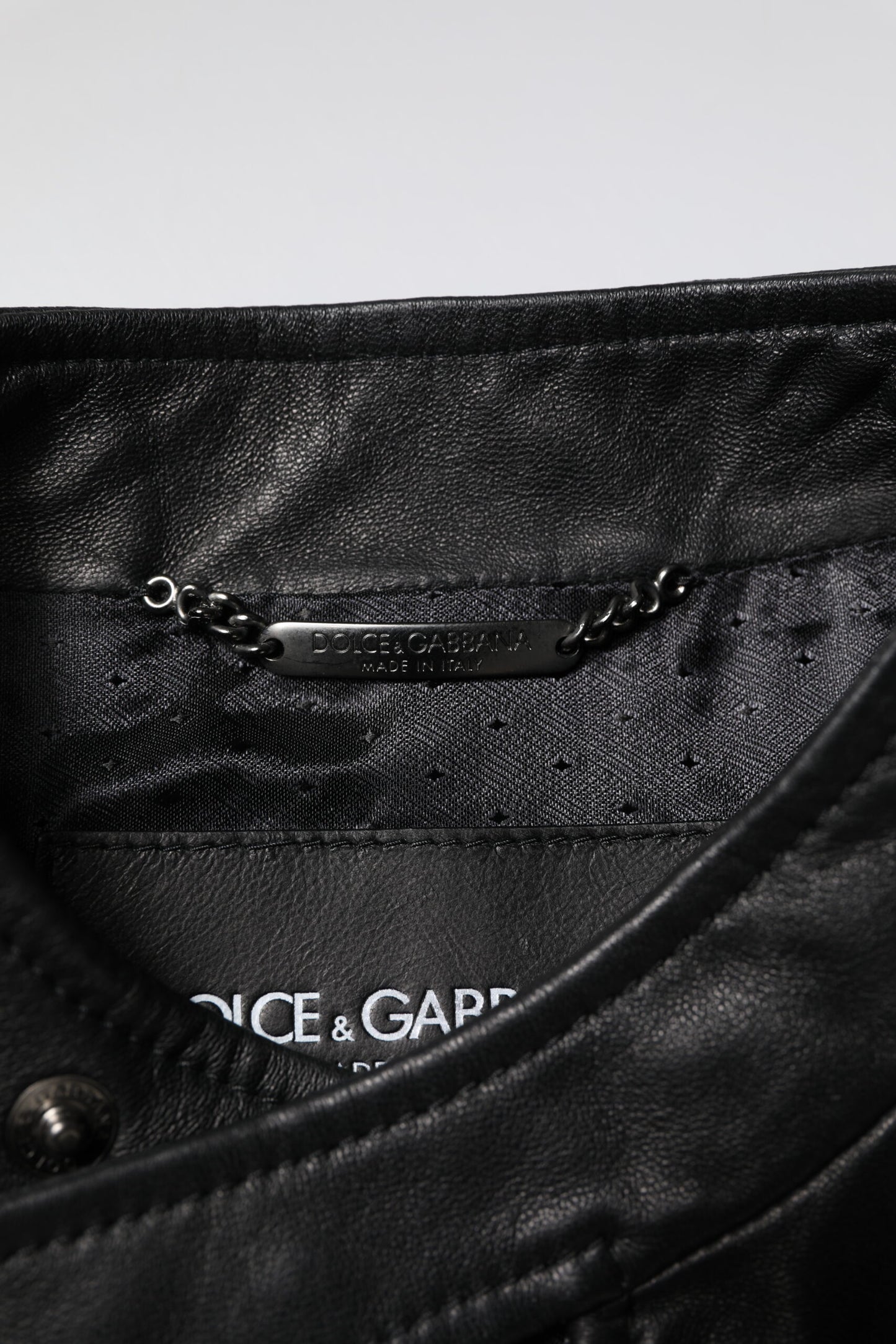 Dolce & Gabbana Black Sheep Leather Biker Full Zip Jacket Dolce & Gabbana