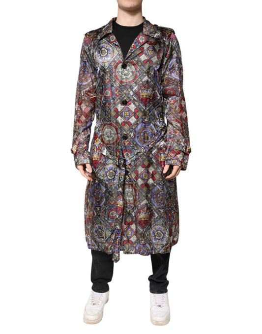Dolce & Gabbana Multicolor Royal Bee Crown Trench Coat Jacket Dolce & Gabbana