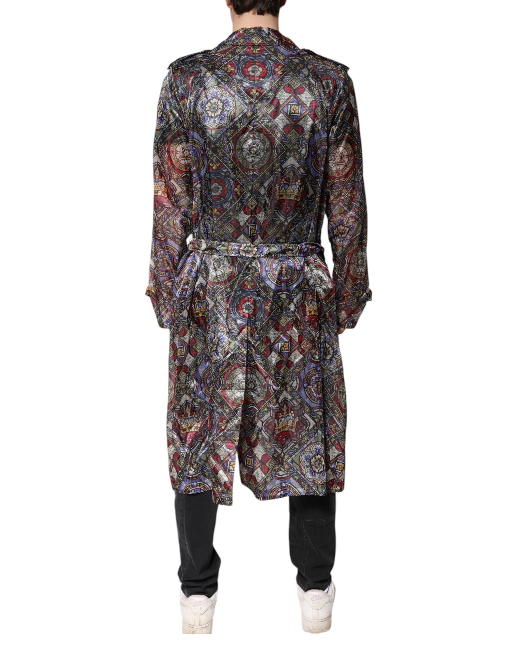 Dolce & Gabbana Multicolor Royal Bee Crown Trench Coat Jacket Dolce & Gabbana