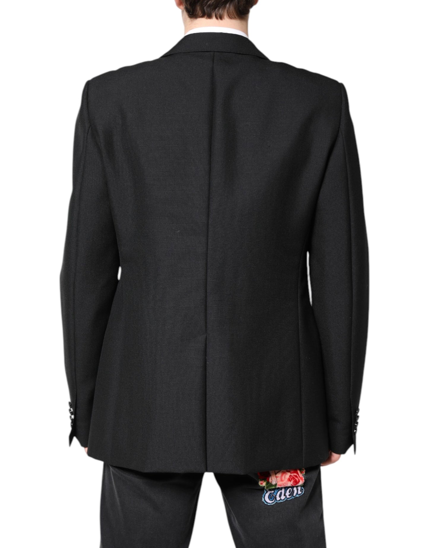 Dolce & Gabbana Black Wool Single Breasted Coat Blazer Dolce & Gabbana