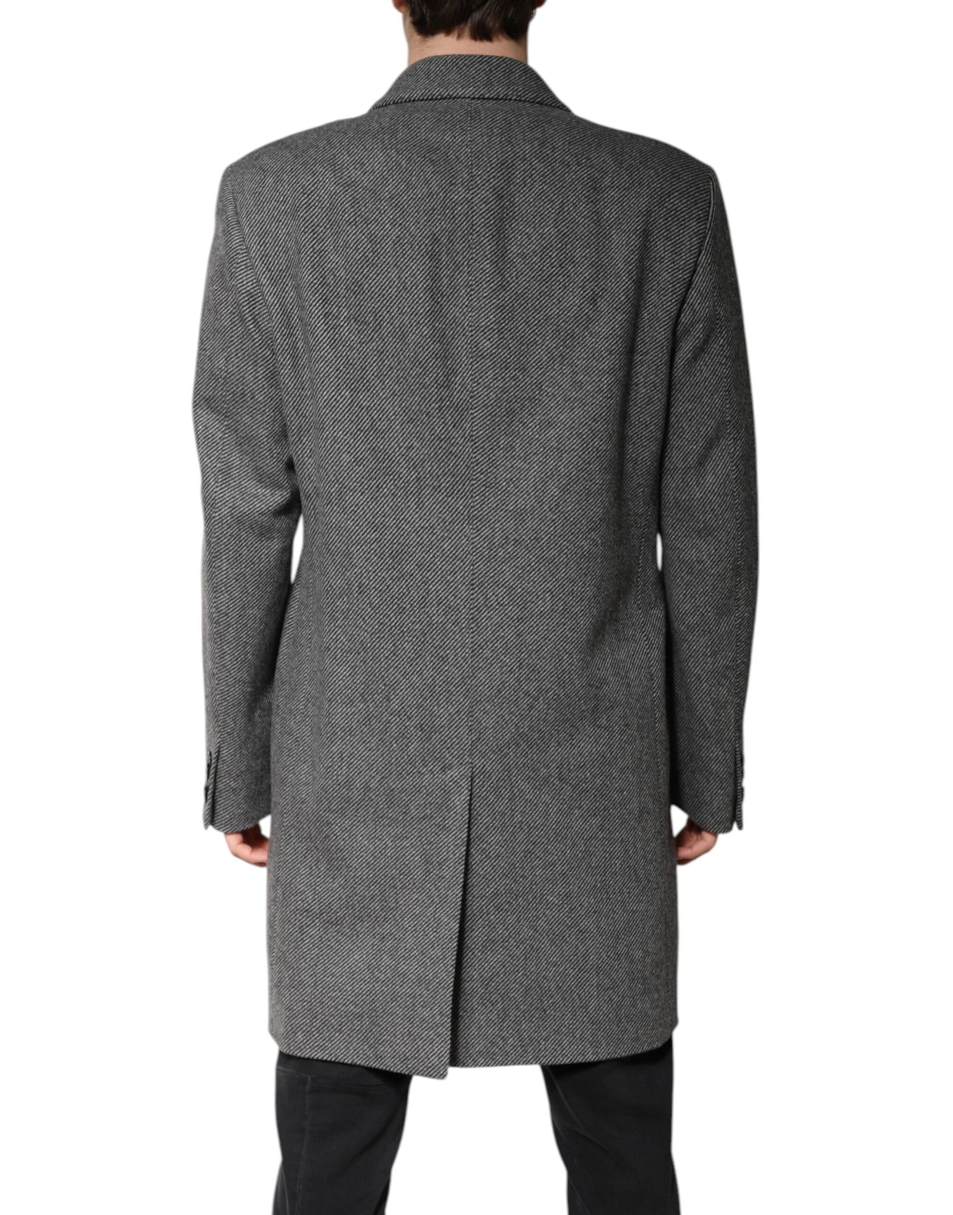 Dolce & Gabbana Gray Wool Single Breasted Trench Coat Jacket Dolce & Gabbana