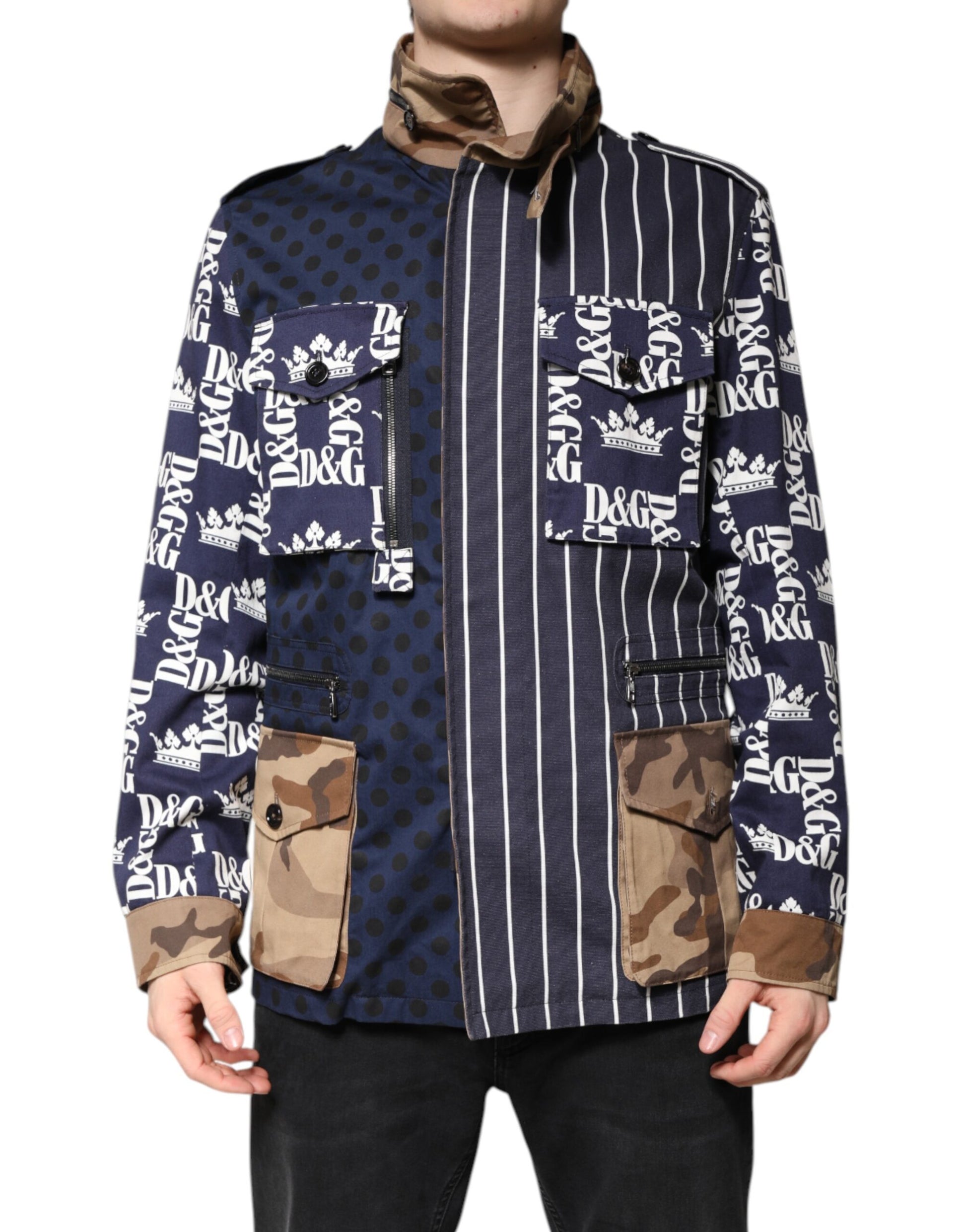 Dolce & Gabbana Multicolor Cotton Logo Patchwork Coat Jacket Dolce & Gabbana