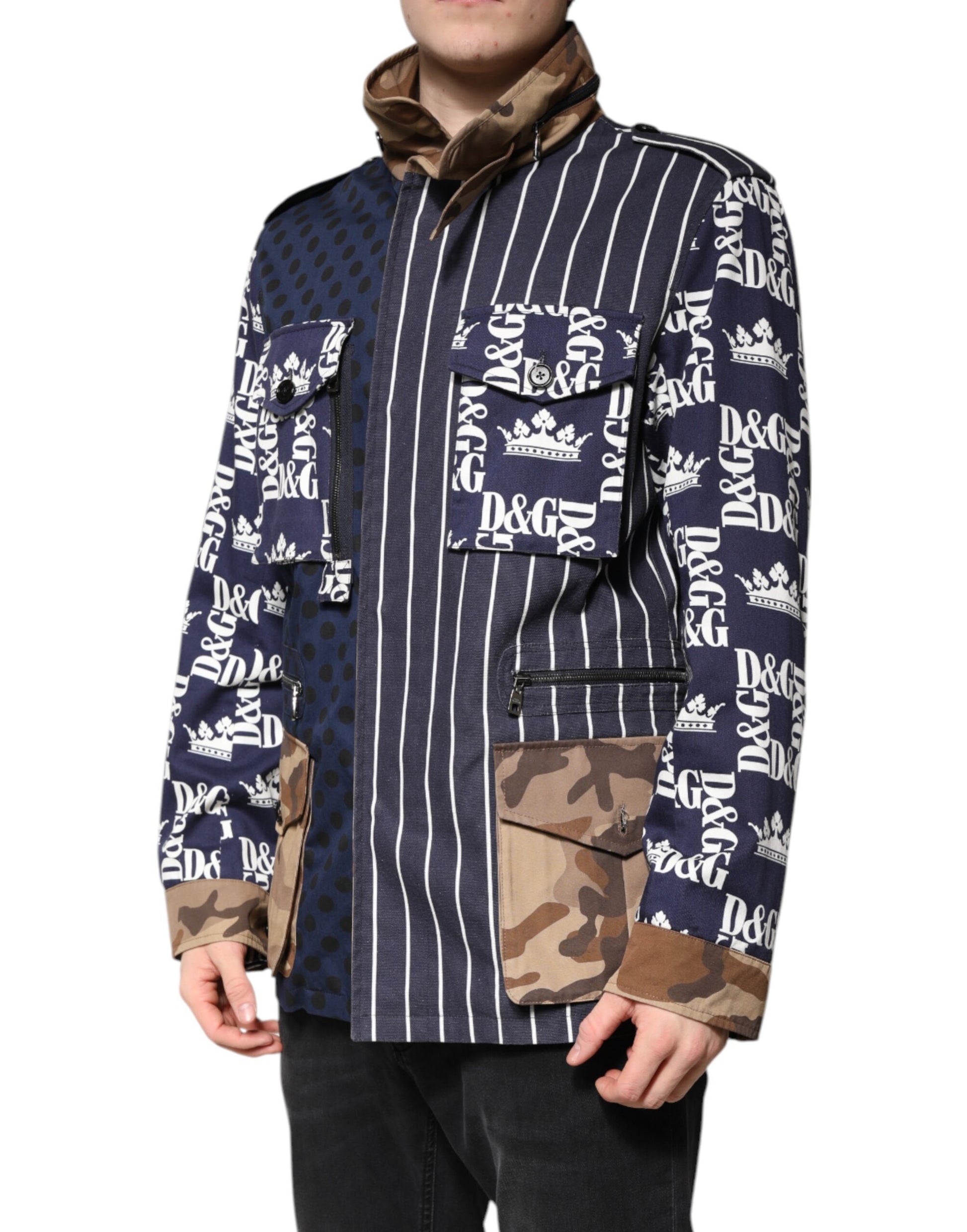 Dolce & Gabbana Multicolor Cotton Logo Patchwork Coat Jacket Dolce & Gabbana