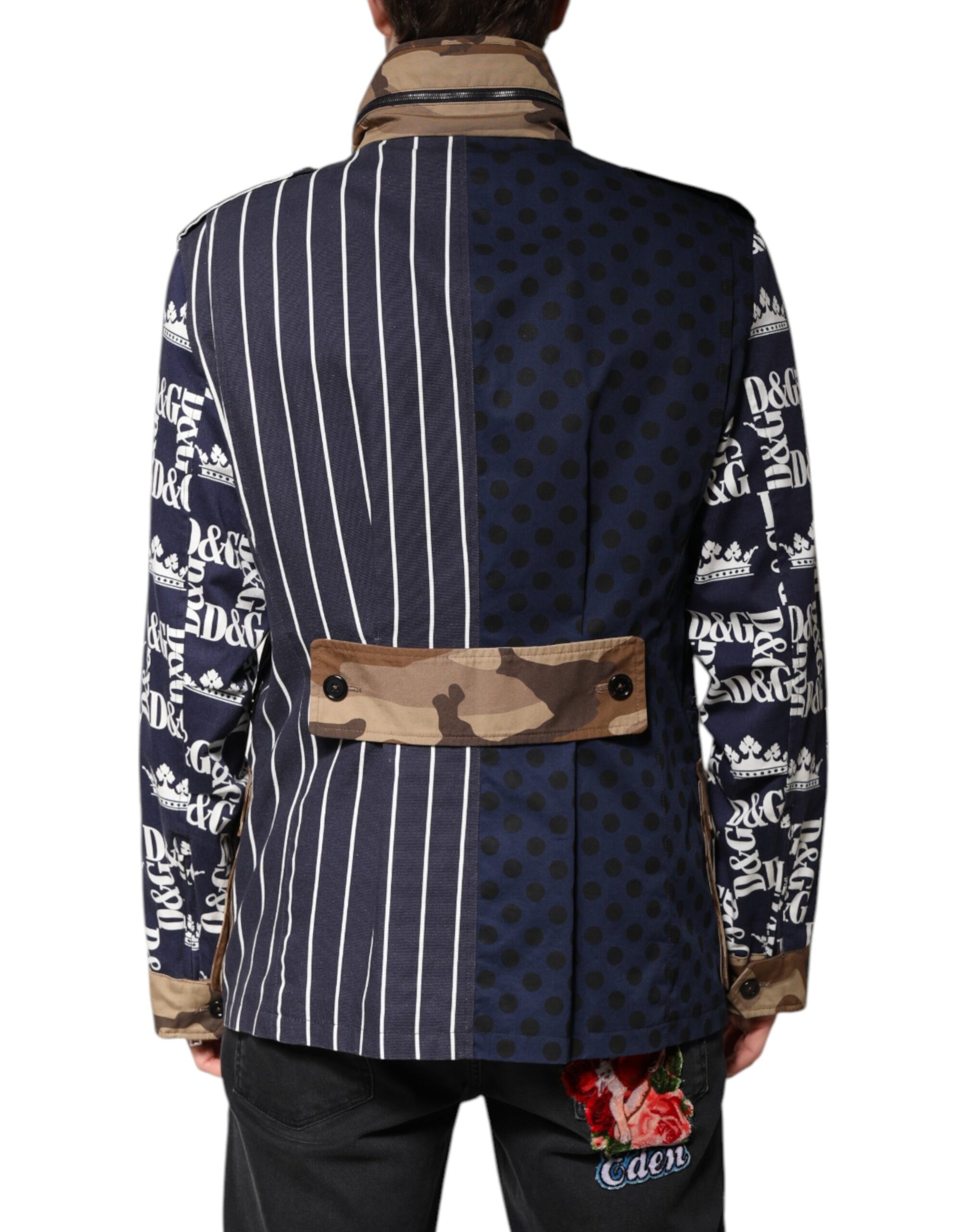 Dolce & Gabbana Multicolor Cotton Logo Patchwork Coat Jacket Dolce & Gabbana