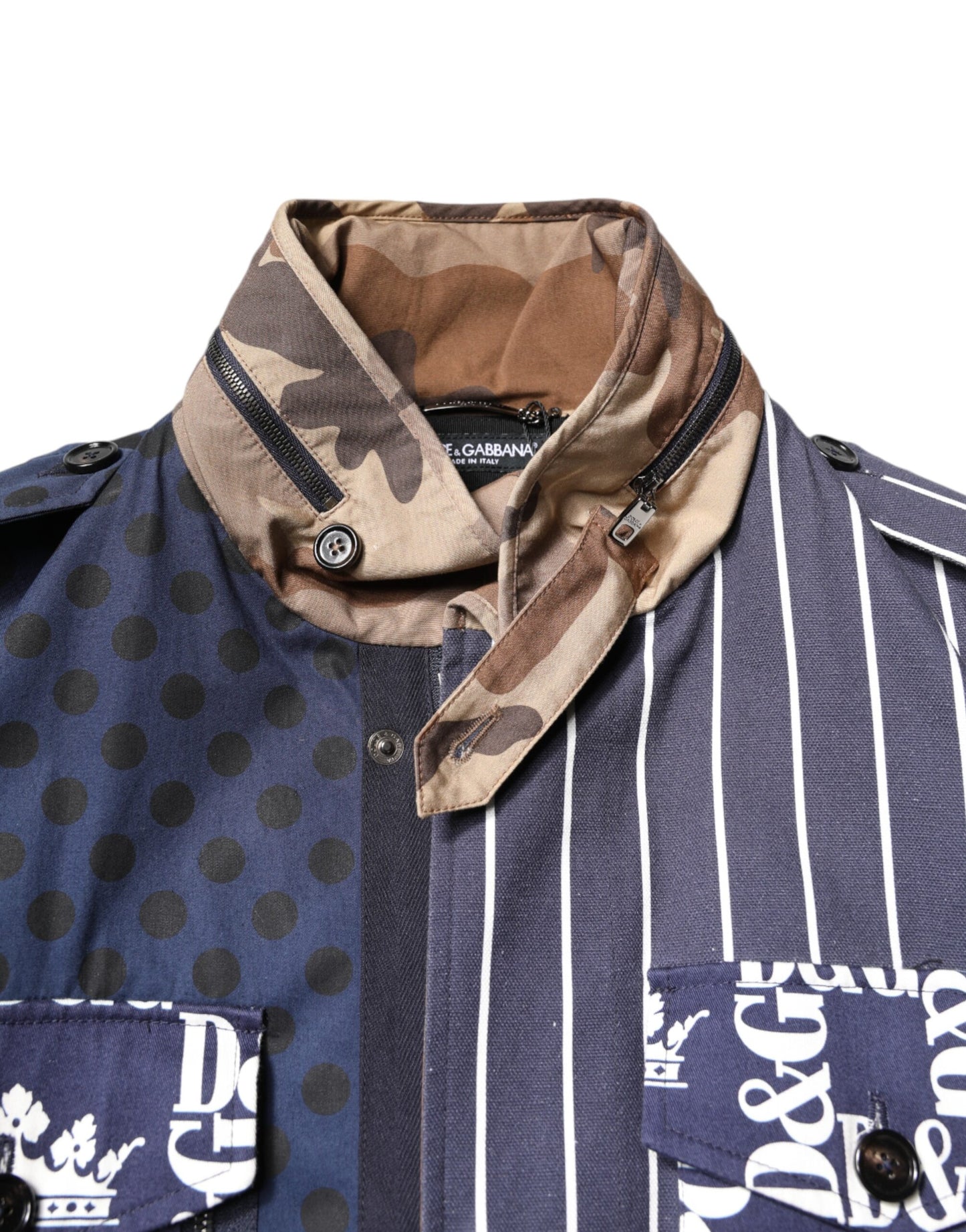 Dolce & Gabbana Multicolor Cotton Logo Patchwork Coat Jacket Dolce & Gabbana