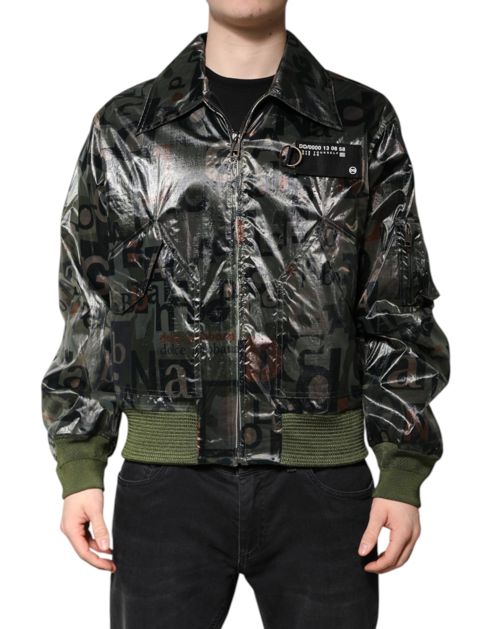 Dolce & Gabbana Green DG Logo Print Bomber Full Zip Jacket Dolce & Gabbana