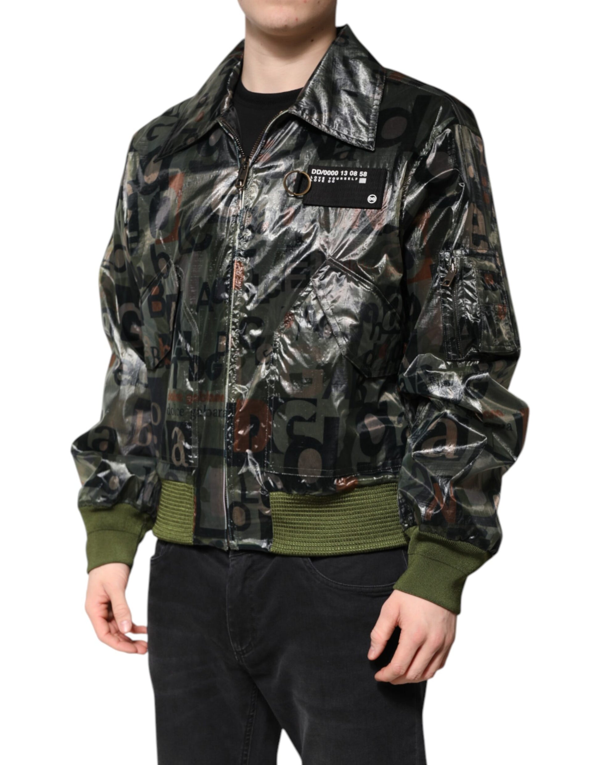 Dolce & Gabbana Green DG Logo Print Bomber Full Zip Jacket Dolce & Gabbana