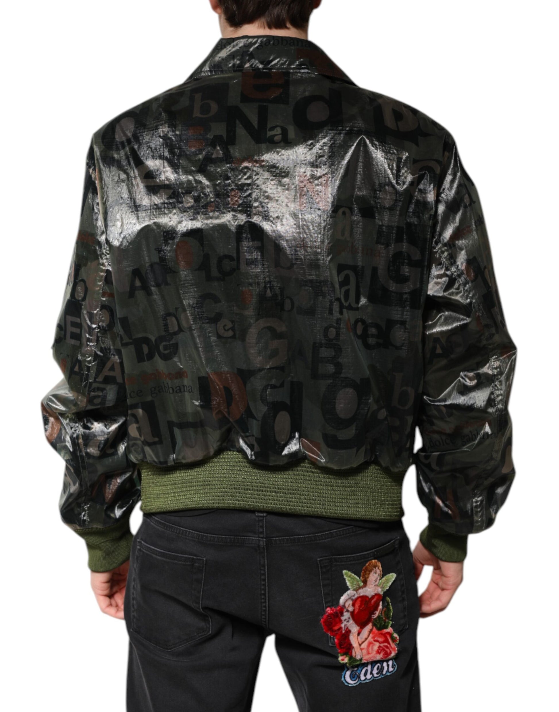 Dolce & Gabbana Green DG Logo Print Bomber Full Zip Jacket Dolce & Gabbana