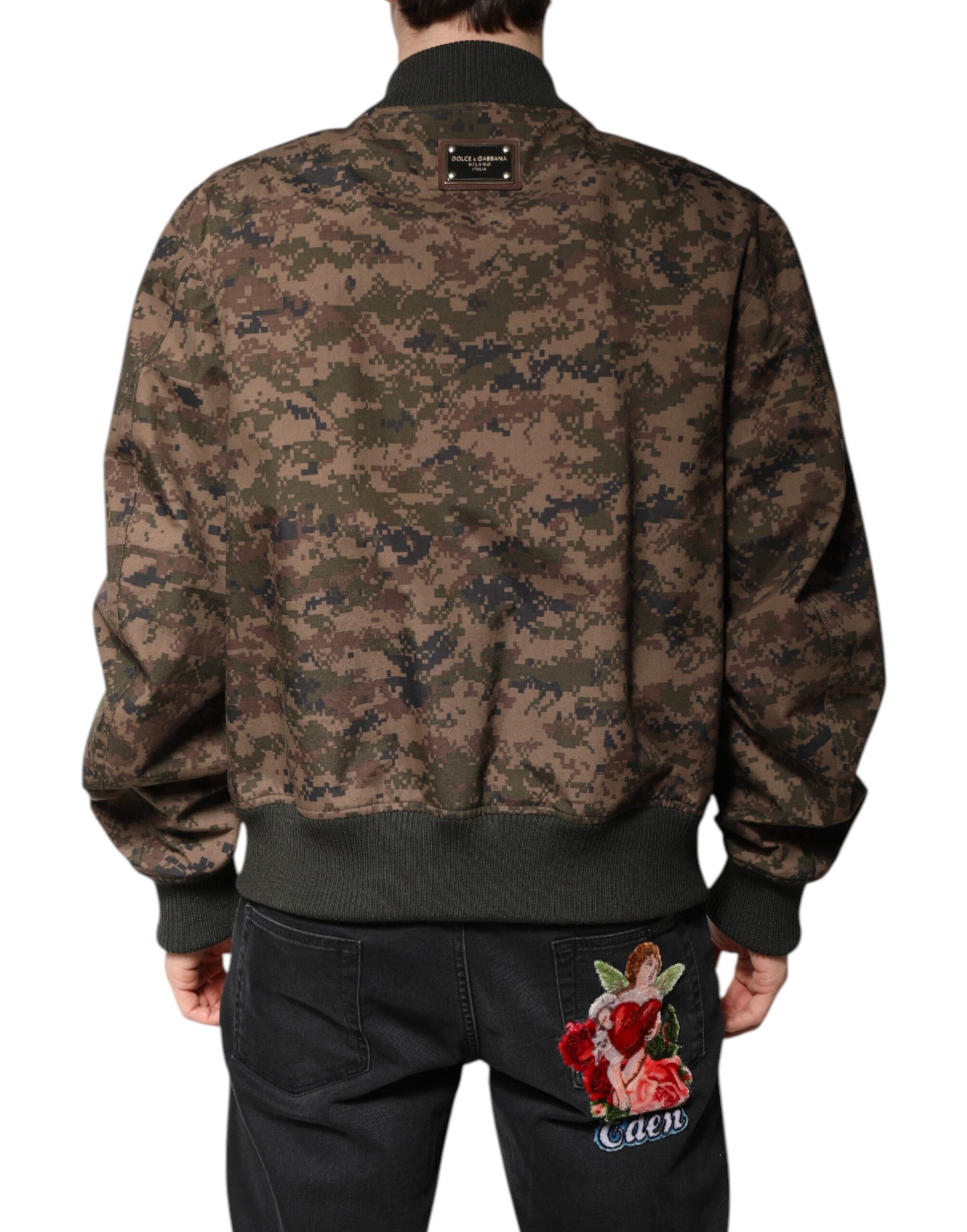 Dolce & Gabbana Brown Camouflage Bomber Full Zip Jacket Dolce & Gabbana